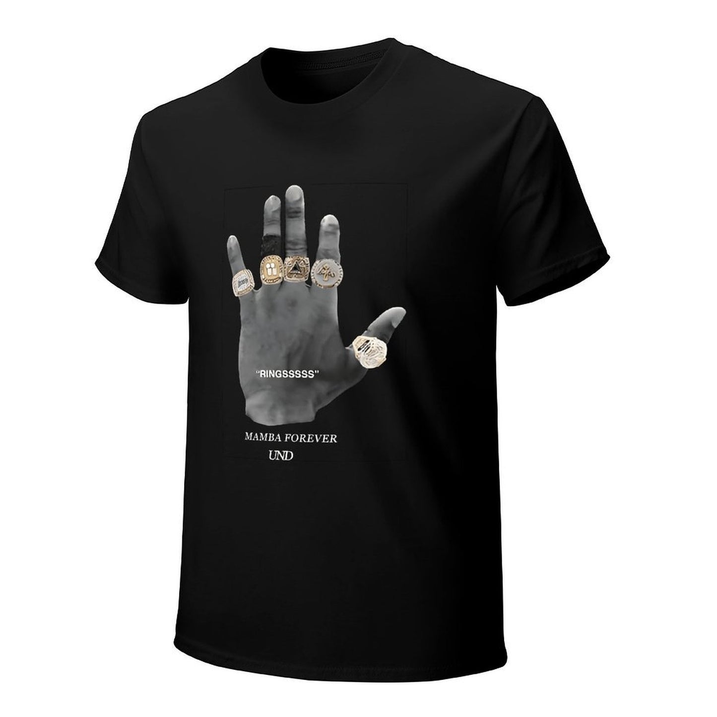 Inkmay Casual Cotton T-shirt Hand Holding Rings Mamba Forever Und Unisex T-shirtPlain Fade-Resistant T-Shirt