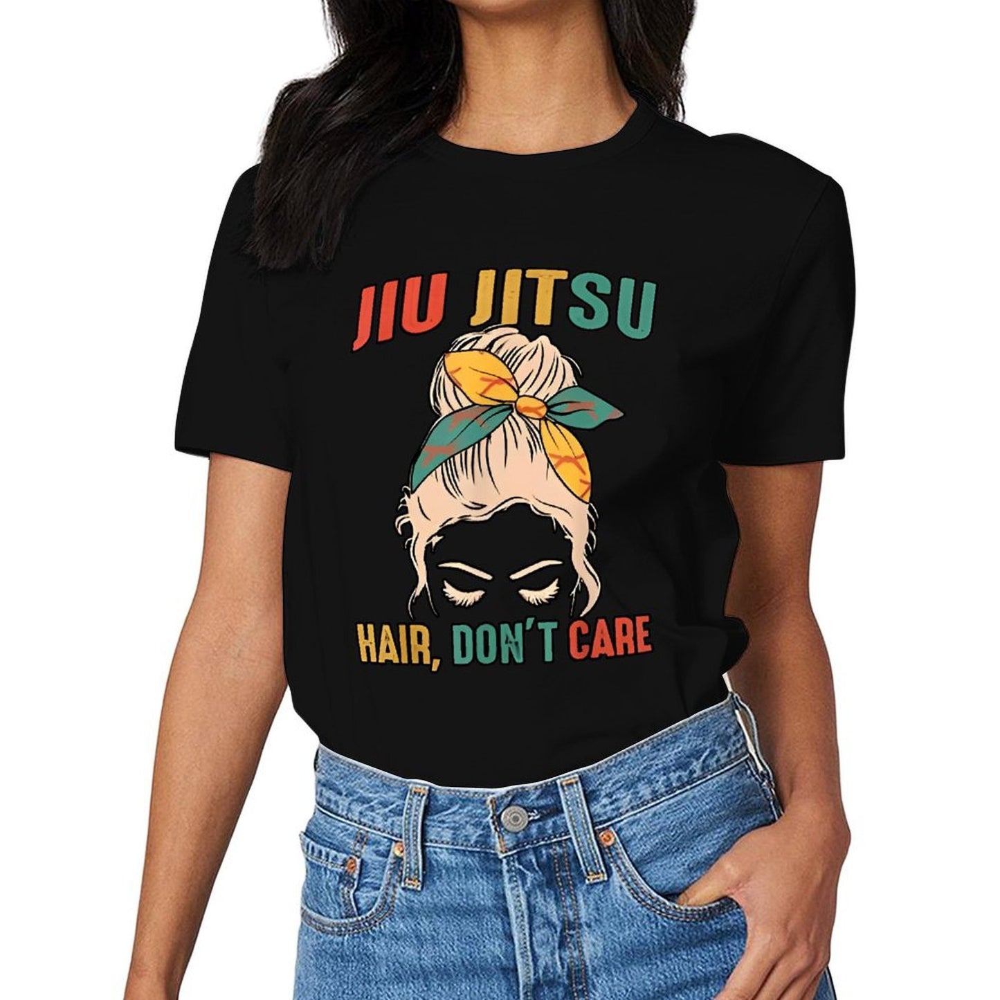 Inkmay Casual Cotton T-shirt Hair Don T Care Jiu Jitsu Unisex T-shirtRegularFit LooseFit T-Shirt