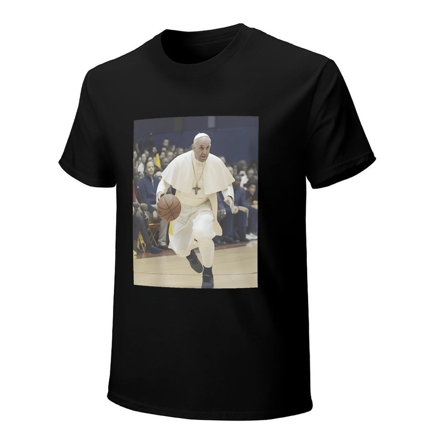 Inkmay Casual Cotton T-shirt Pope Playing Basketball In White Robes Unisex T-shirt