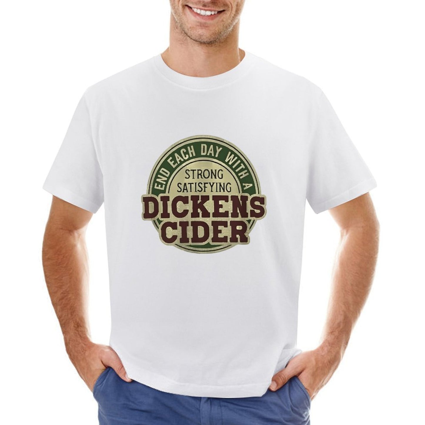 Inkmay Casual Cotton T-shirt End Each Day With Dickens Cider Unisex T-shirtHigh-Quality ClassicLine T-Shirt