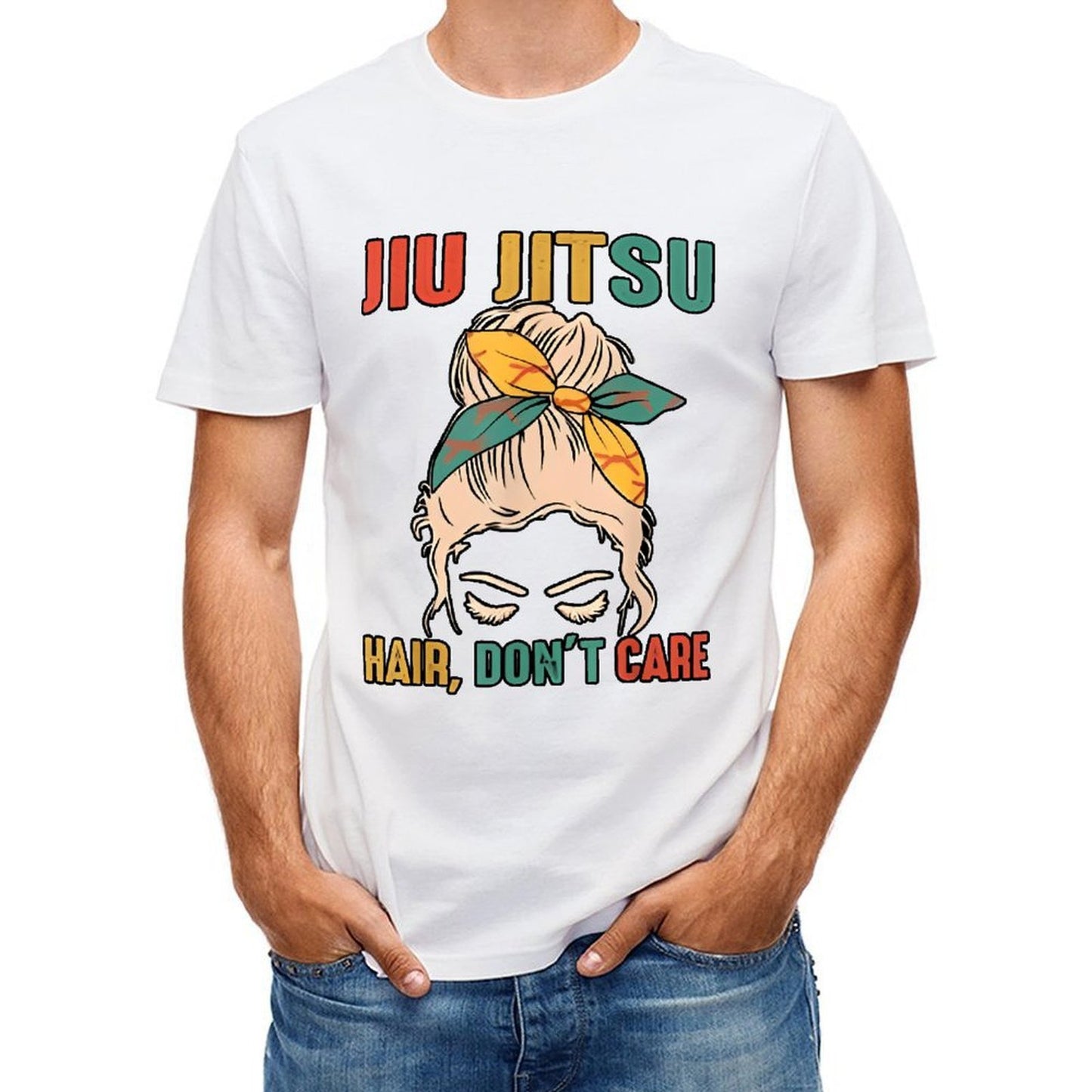 Inkmay Casual Cotton T-shirt Hair Don T Care Jiu Jitsu Unisex T-shirtRegularFit LooseFit T-Shirt