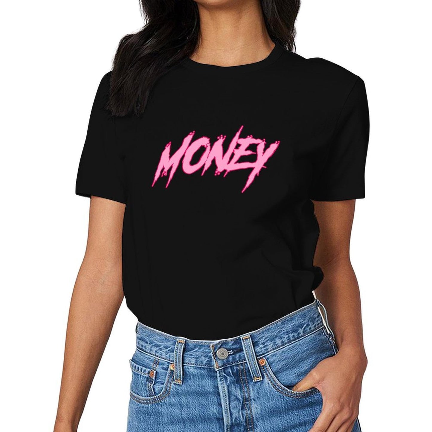 Inkmay Casual Cotton T-shirt Money Text In Pink Colorful Design Unisex T-shirtStudio TimelessComfort T-Shirt