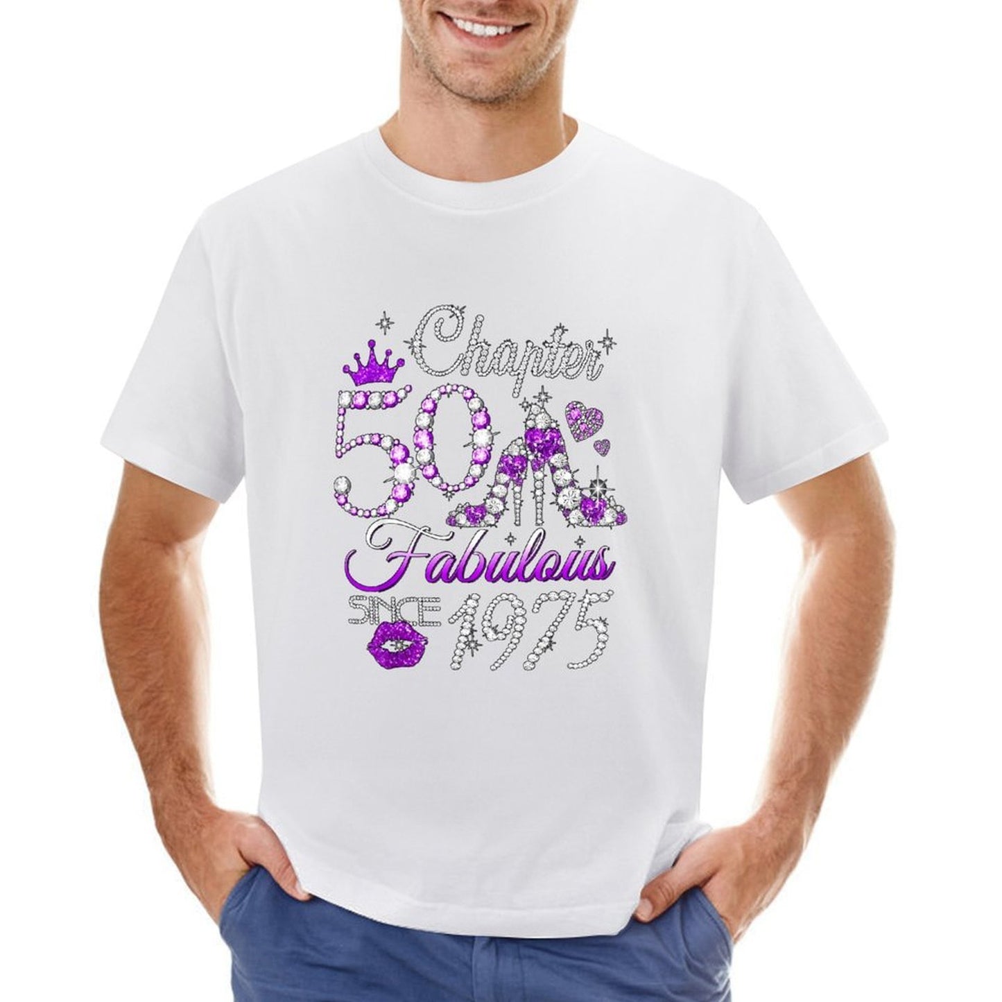 Inkmay Casual Cotton T-shirt Chapter Fifty Fabulous Since Nineteen Seventy Unisex T-shirtTrueStyle Fitted T-Shirt