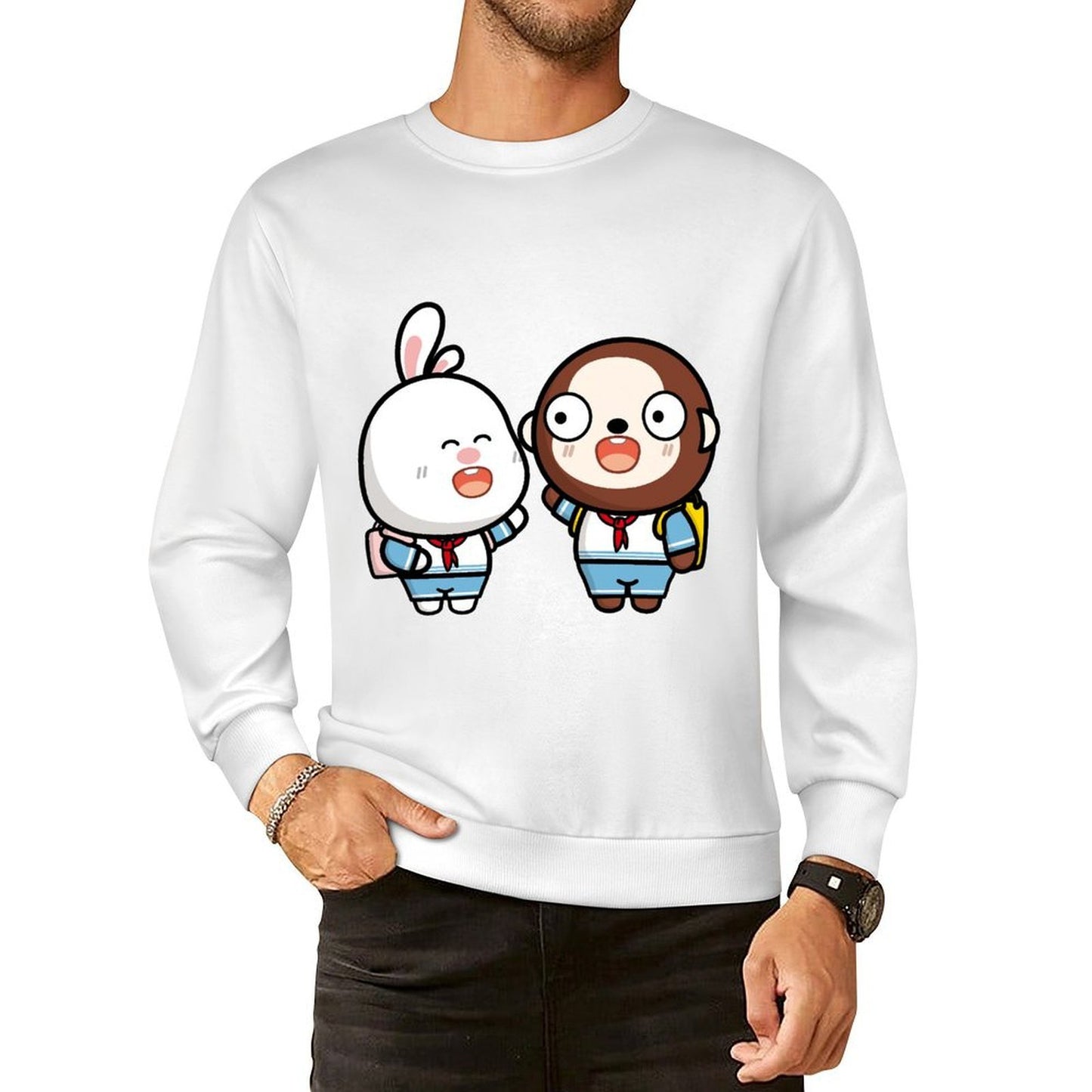 Front Patterned Long Sleeve TopSlim Fit Design-Your-Own