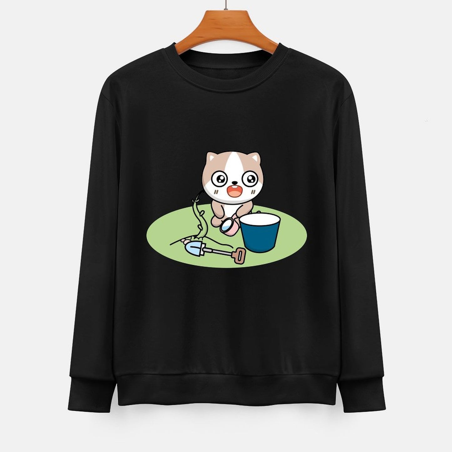 Front Patterned Long Sleeve TopHigh-Quality Plain