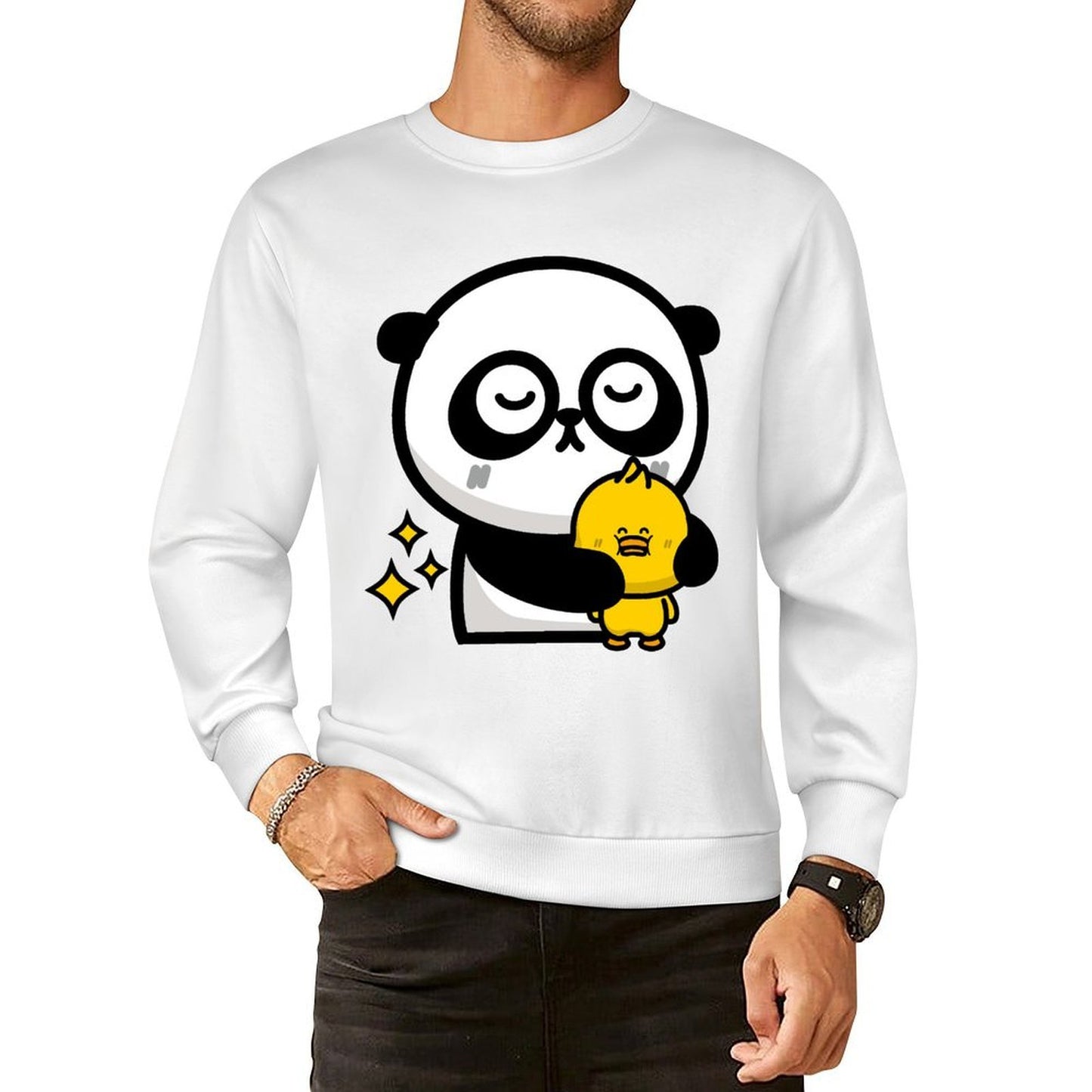 Front Patterned Long Sleeve TopHeat-Transfer Crisp Print