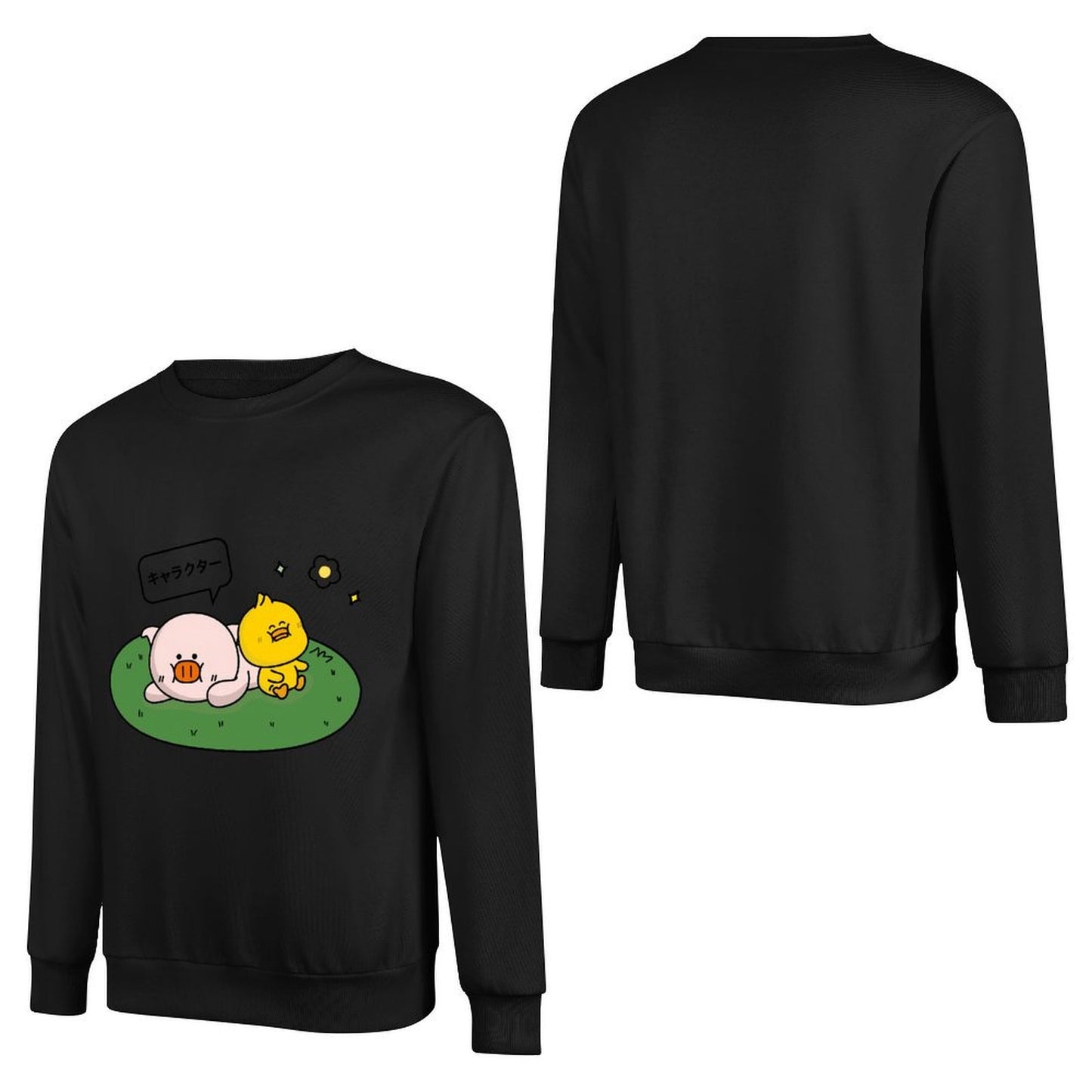 Front Patterned Long Sleeve TopCrewneck Smooth Feel