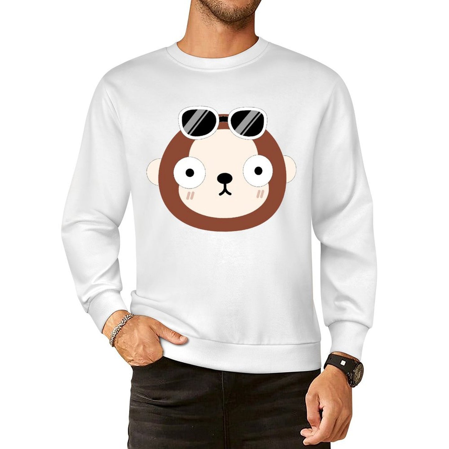 Front Patterned Long Sleeve TopMidweight Basic