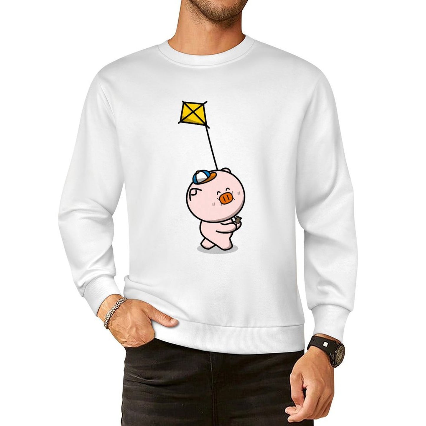 Front Patterned Long Sleeve TopAllSeason Fade-Resistant