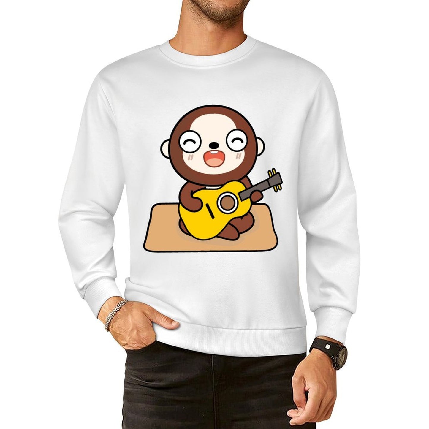 Front Patterned Long Sleeve TopModernFit Batch-Printed