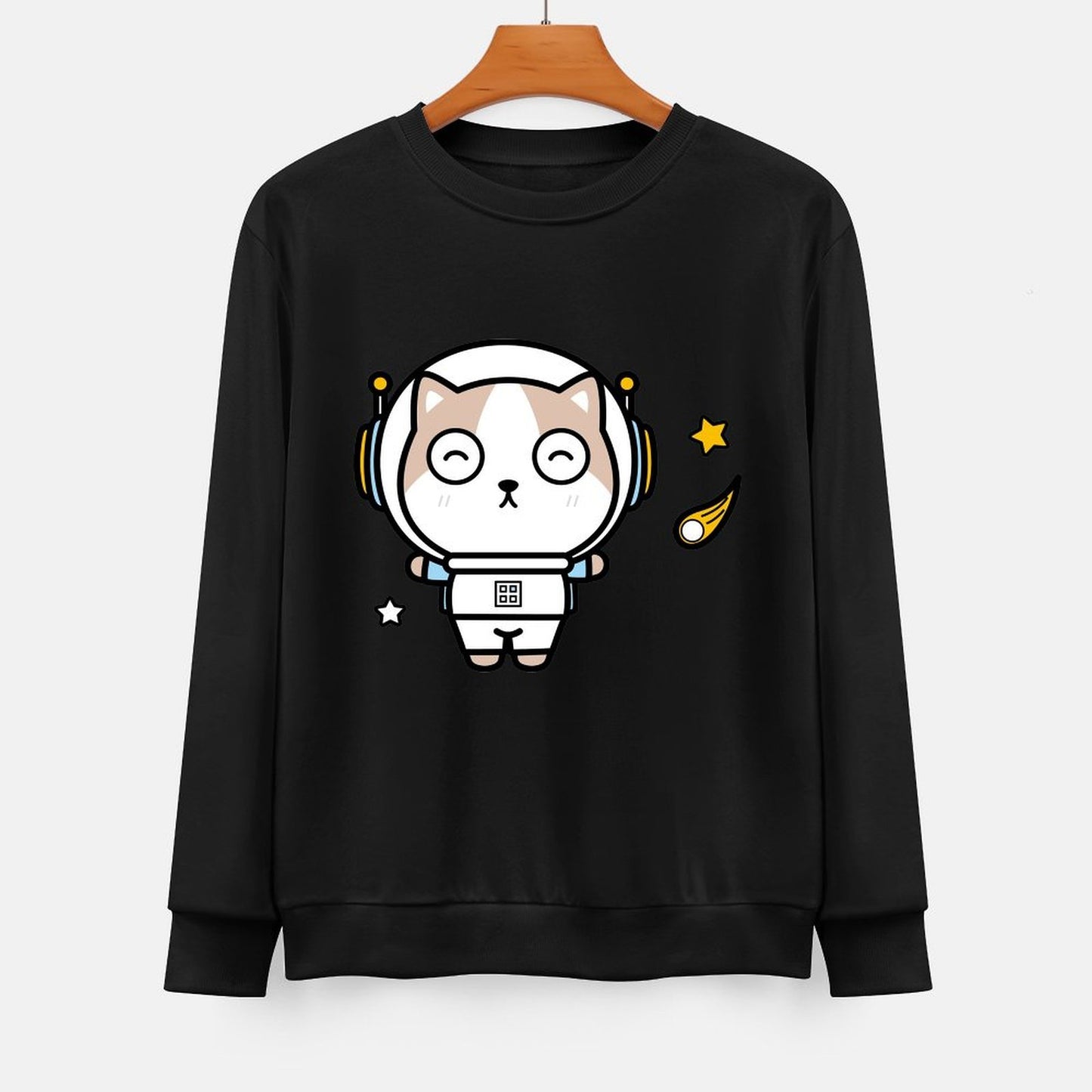 Front Patterned Long Sleeve TopSharp Double-Stitched