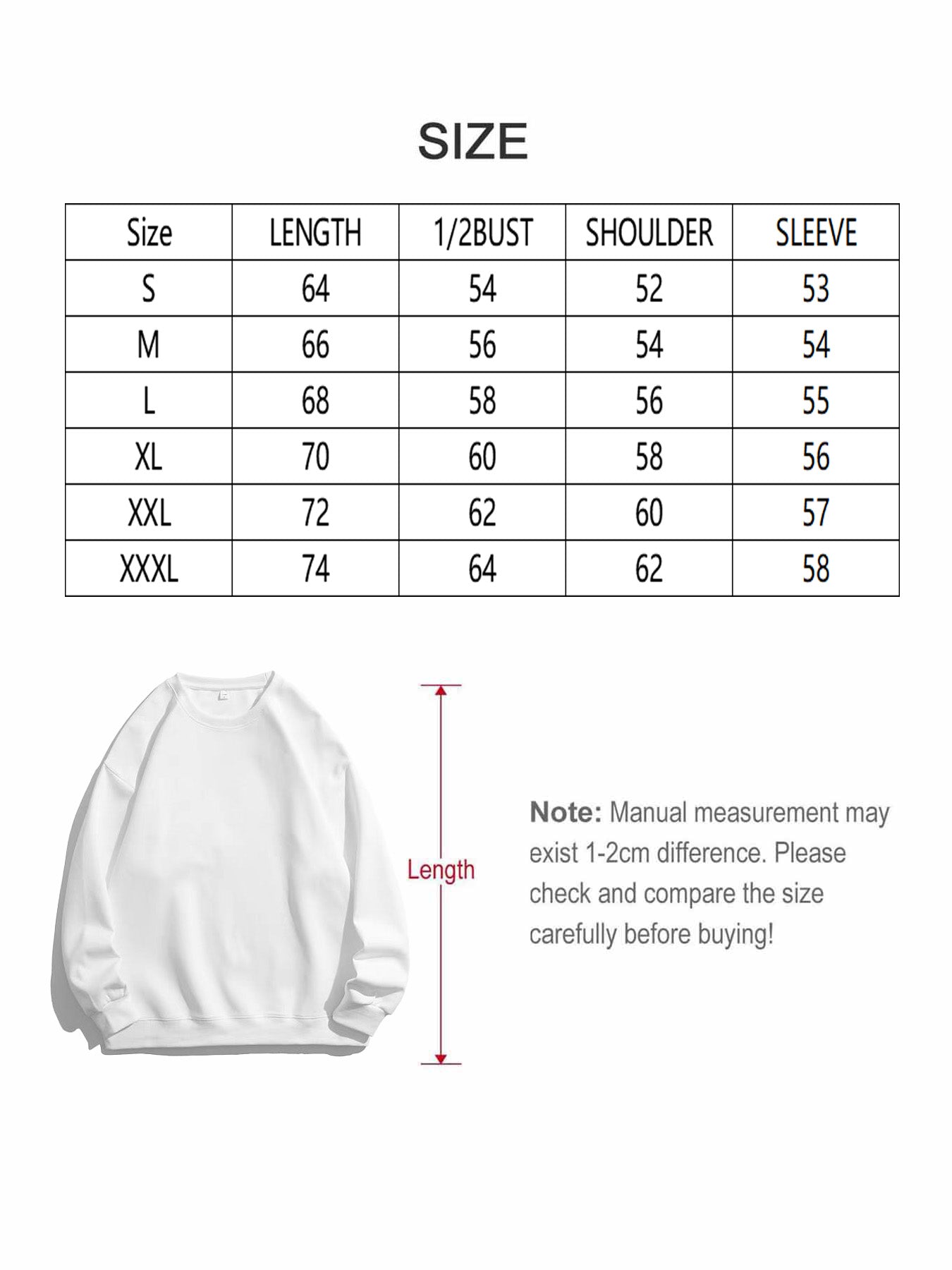 Round Neck Sweatshirt - Front Print Support personalized design