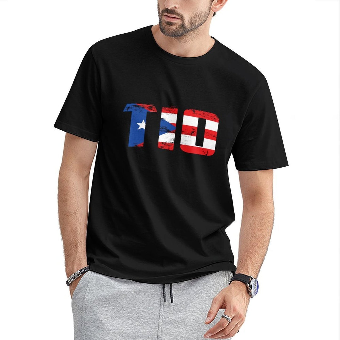 Inkmay Casual Cotton T-shirt Puerto Rican Flag Pattern Print Design Unisex T-shirtDailyFit SimpleFit T-Shirt