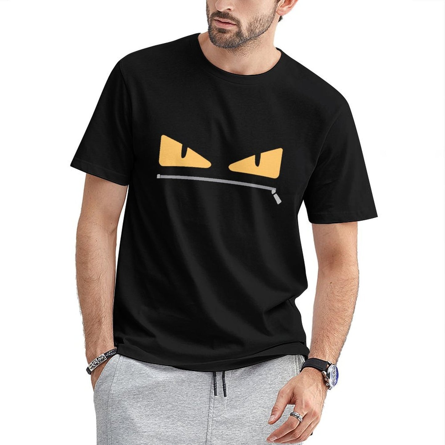Inkmay Casual Cotton T-shirt Abstract Yellow And Black Design Unisex T-shirtEverydayFit Indoor T-Shirt