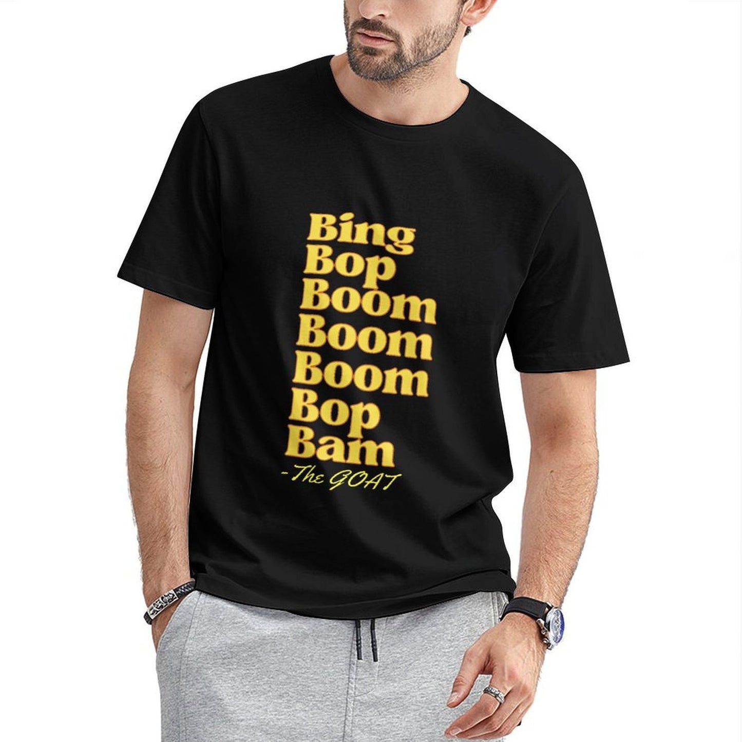 Inkmay Casual Cotton T-shirt Bing Bop Boom Pattern Print Design Unisex T-shirt