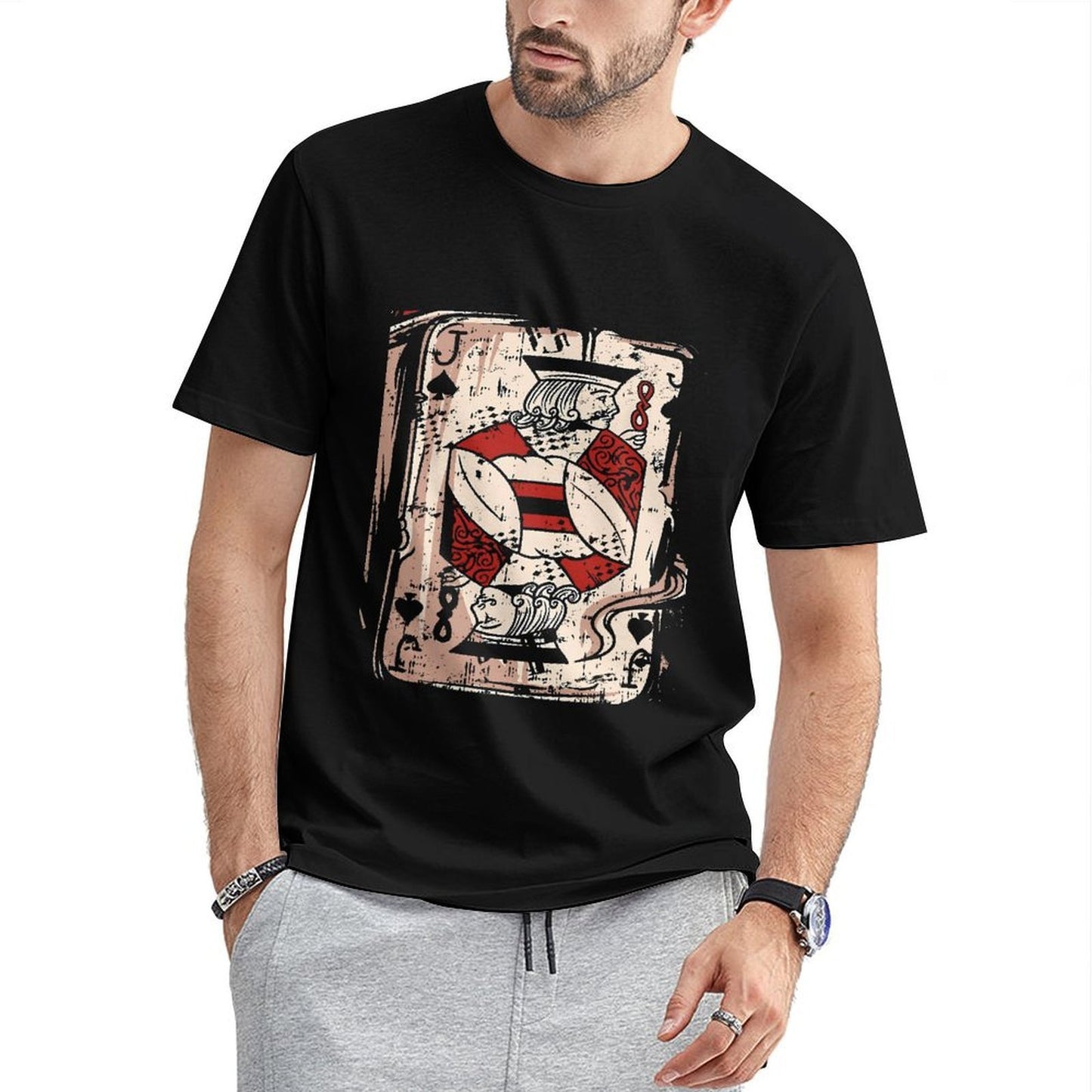 Inkmay Casual Cotton T-shirt Card Design With Red Crosses Unisex T-shirtHeritage Fitted T-Shirt