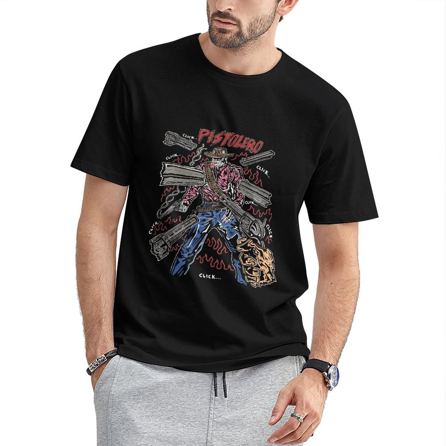 Inkmay Casual Cotton T-shirt Cowboy With Guns And Bandana Unisex T-shirtEasyStyle Studio T-Shirt