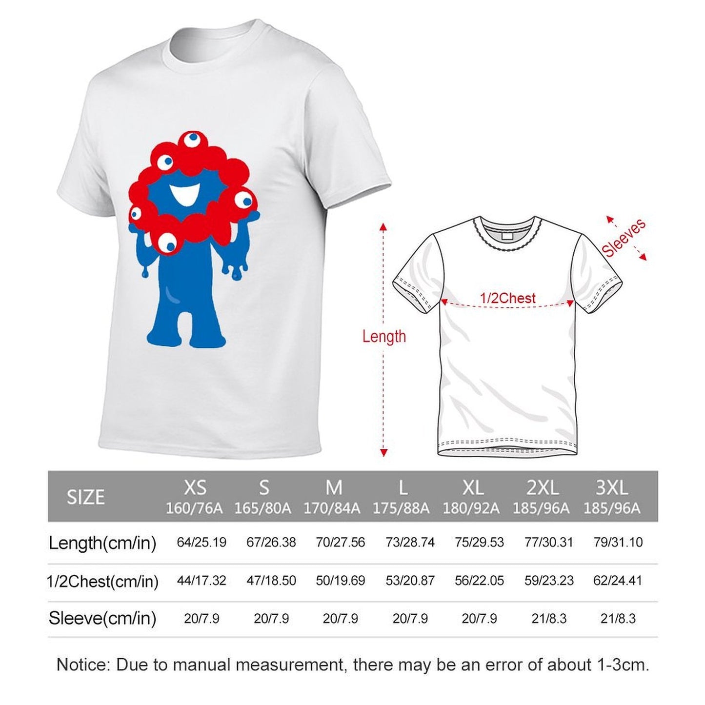 Inkmay Casual Cotton T-shirt Blue Creature With Red Spots Unisex T-shirtEverydayComfort Heritage T-Shirt