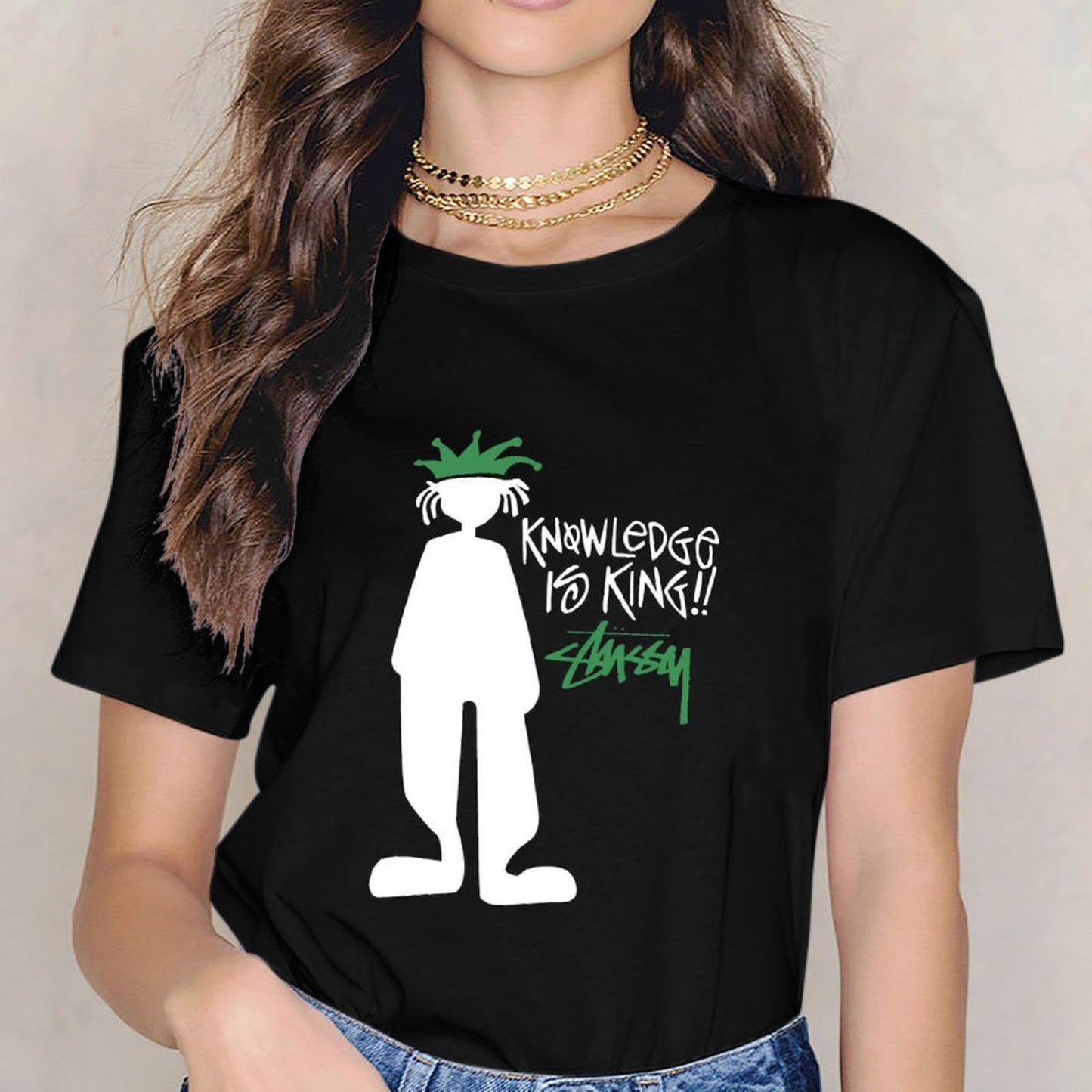 Inkmay Casual Cotton T-shirt Green Abstract Shapes On White Background Unisex T-shirtEverydayTee Eco-Conscious T-Shirt