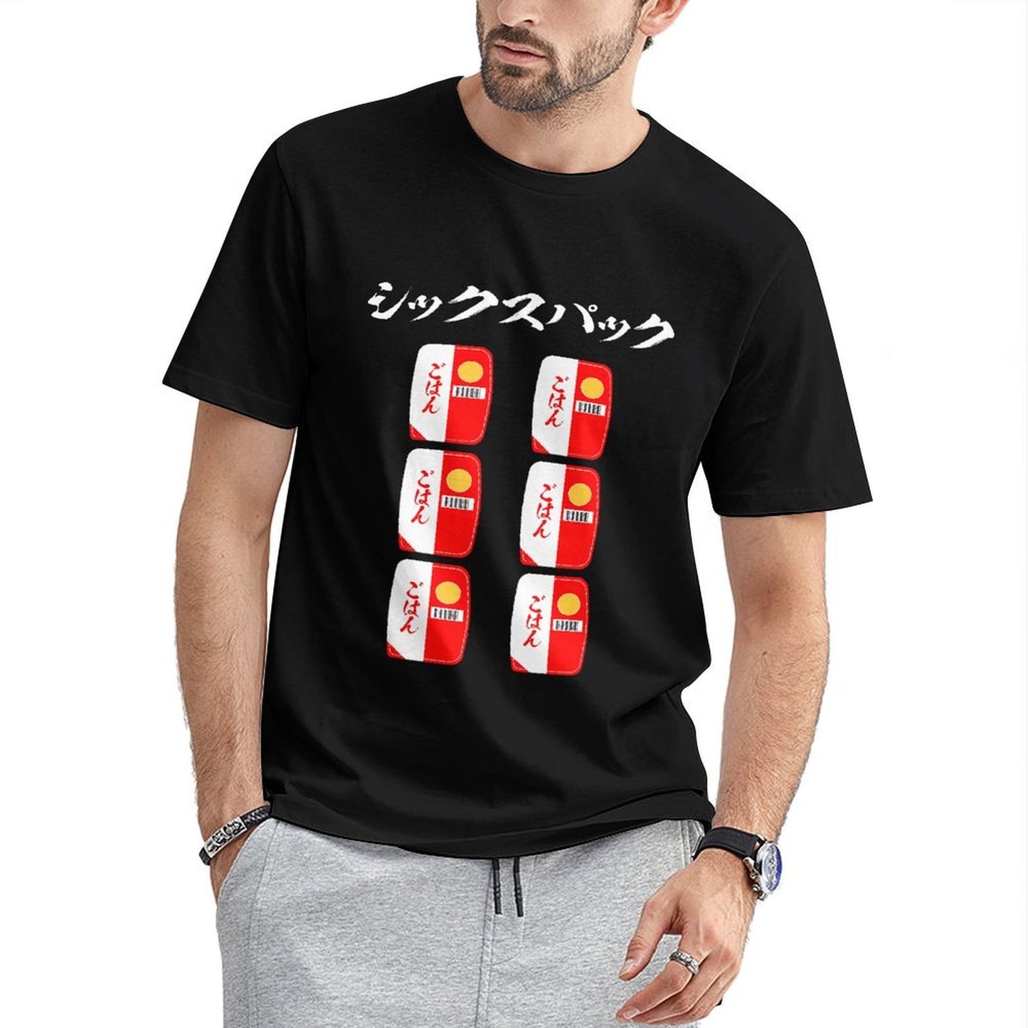 Inkmay Casual Cotton T-shirt Red And White Pattern Repeated Boxes Unisex T-shirtFade-Proof Daily T-Shirt