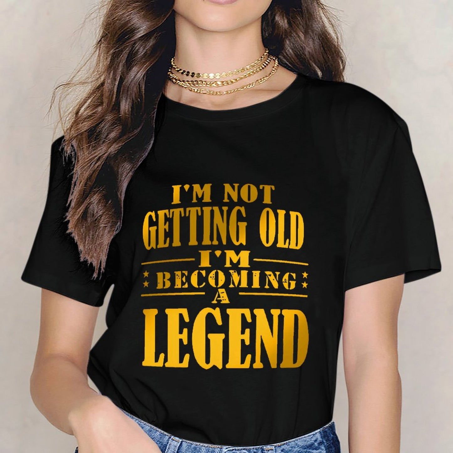 Inkmay Casual Cotton T-shirt Becoming A Legend Print Design Art Unisex T-shirtCrewneck Logo-Ready T-Shirt