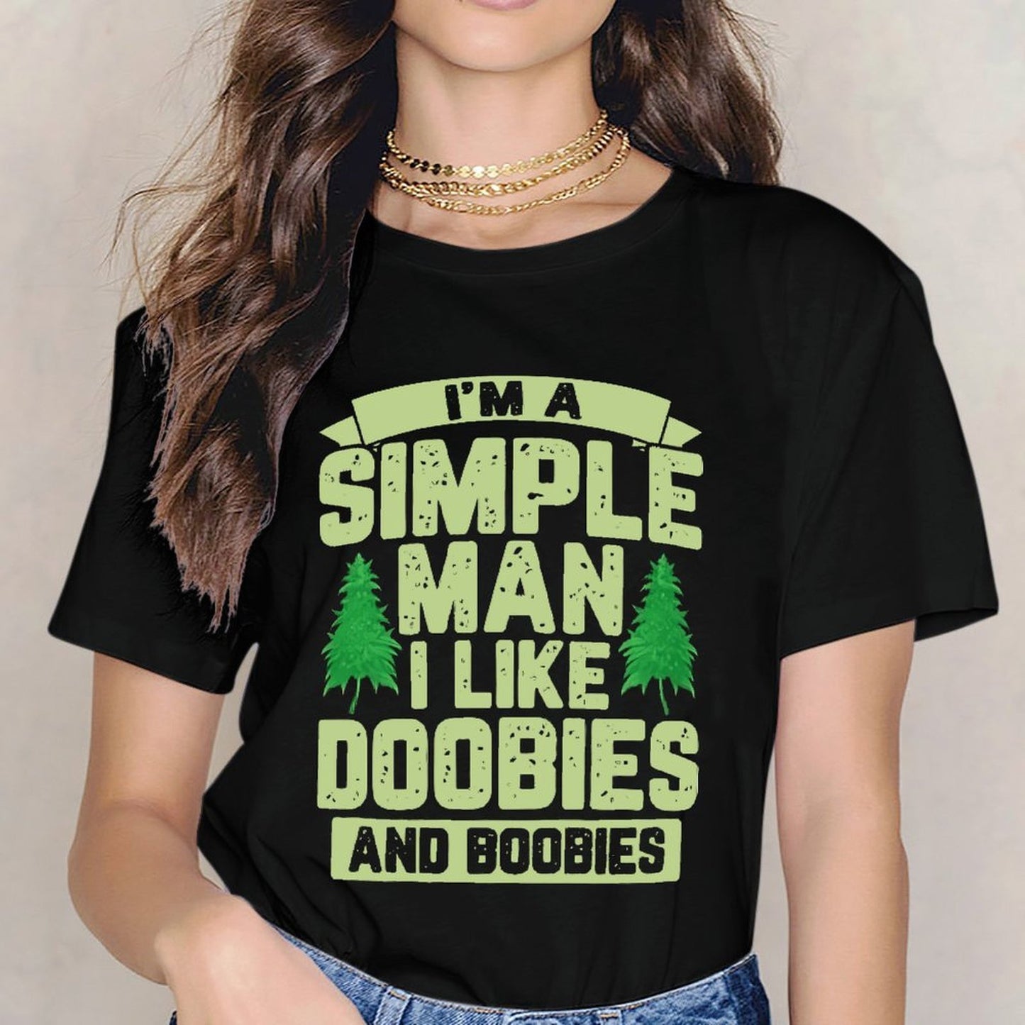 Inkmay Casual Cotton T-shirt Green Trees On Light Background Design Unisex T-shirtBreathable Eco / Sustainable T-Shirt
