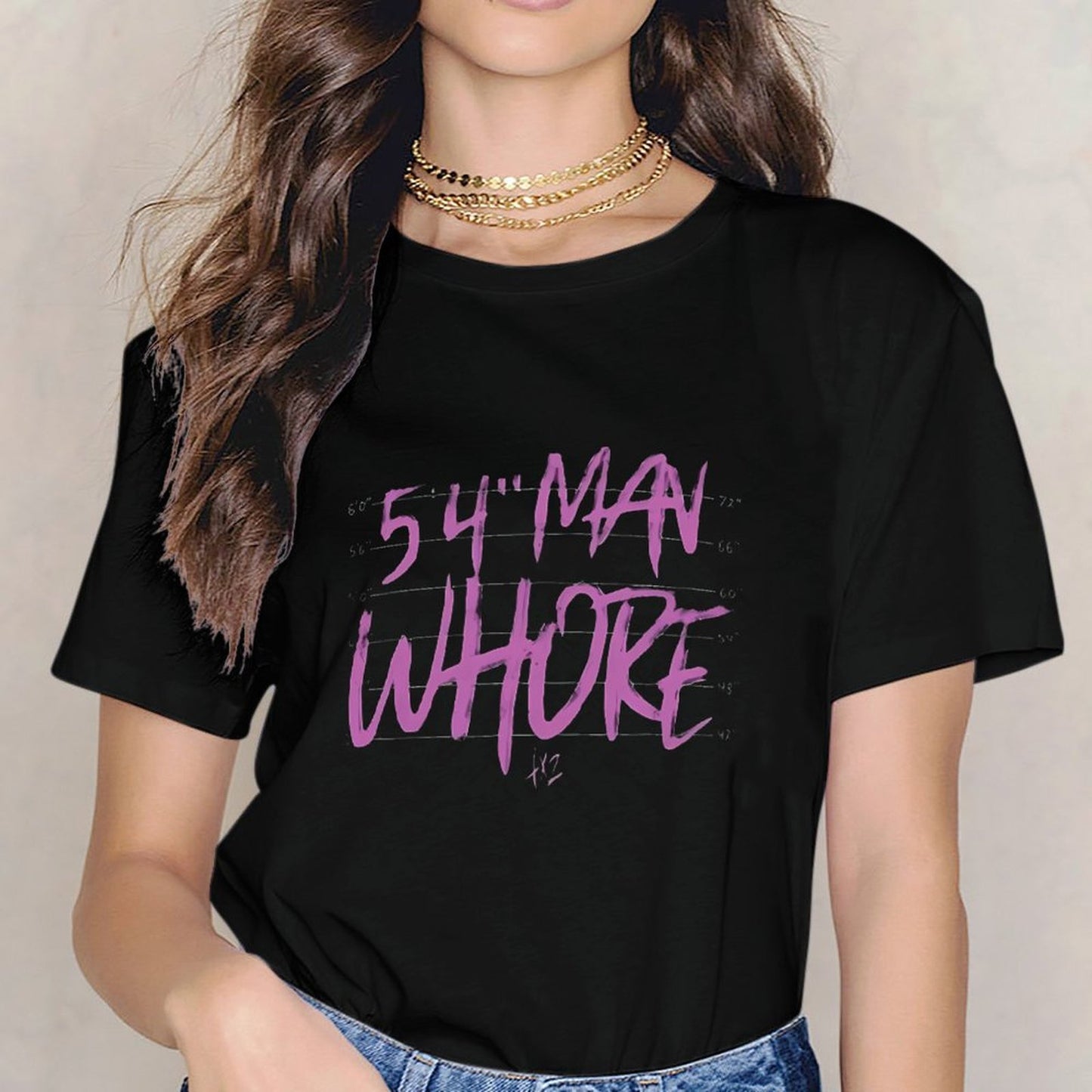 Inkmay Casual Cotton T-shirt Purple Text On Black Background Art Unisex T-shirtSoftstyle Crewneck T-Shirt