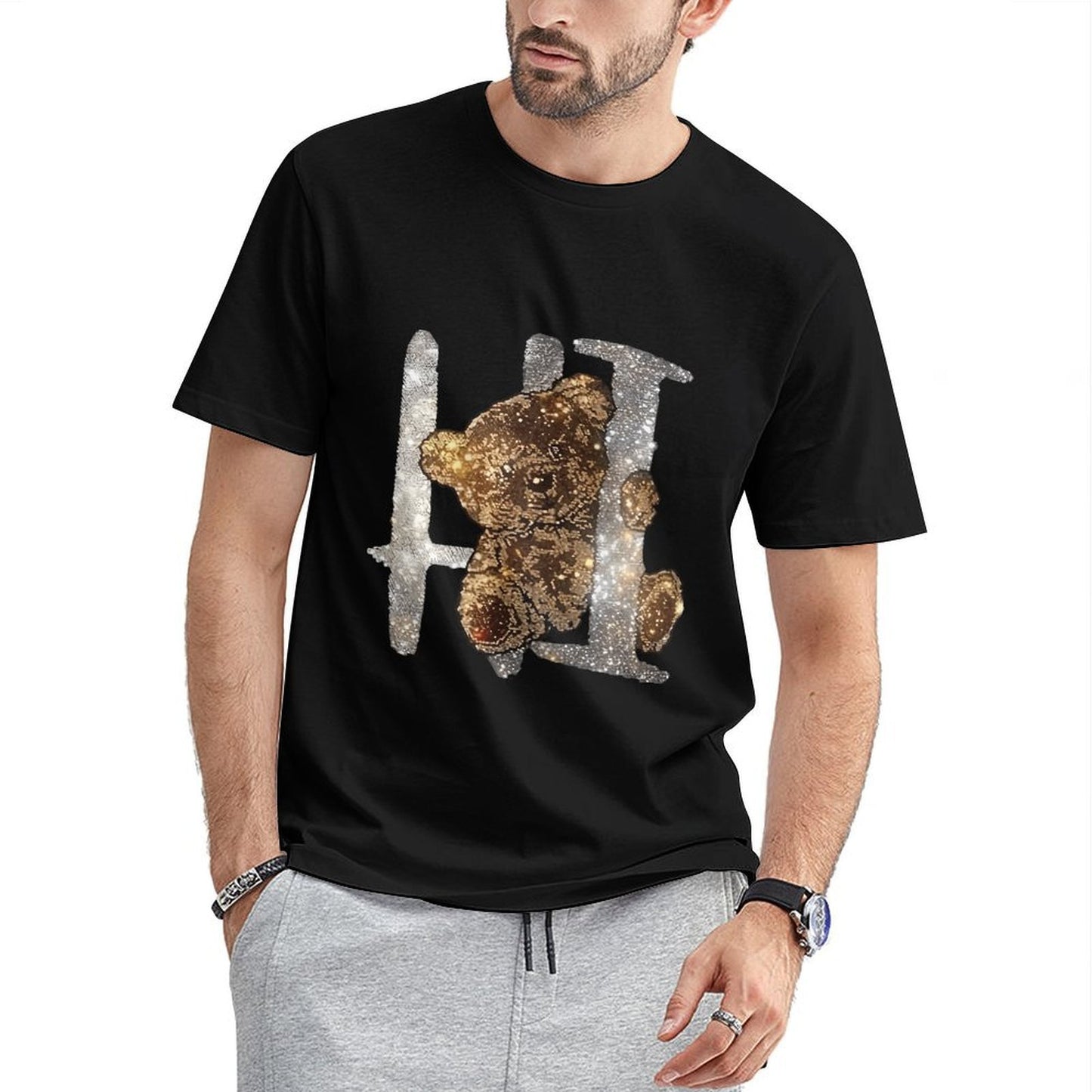 Inkmay Casual Cotton T-shirt Golden Abstract Design With Sparkling Elements Unisex T-shirtPure Moisture-Wicking T-Shirt