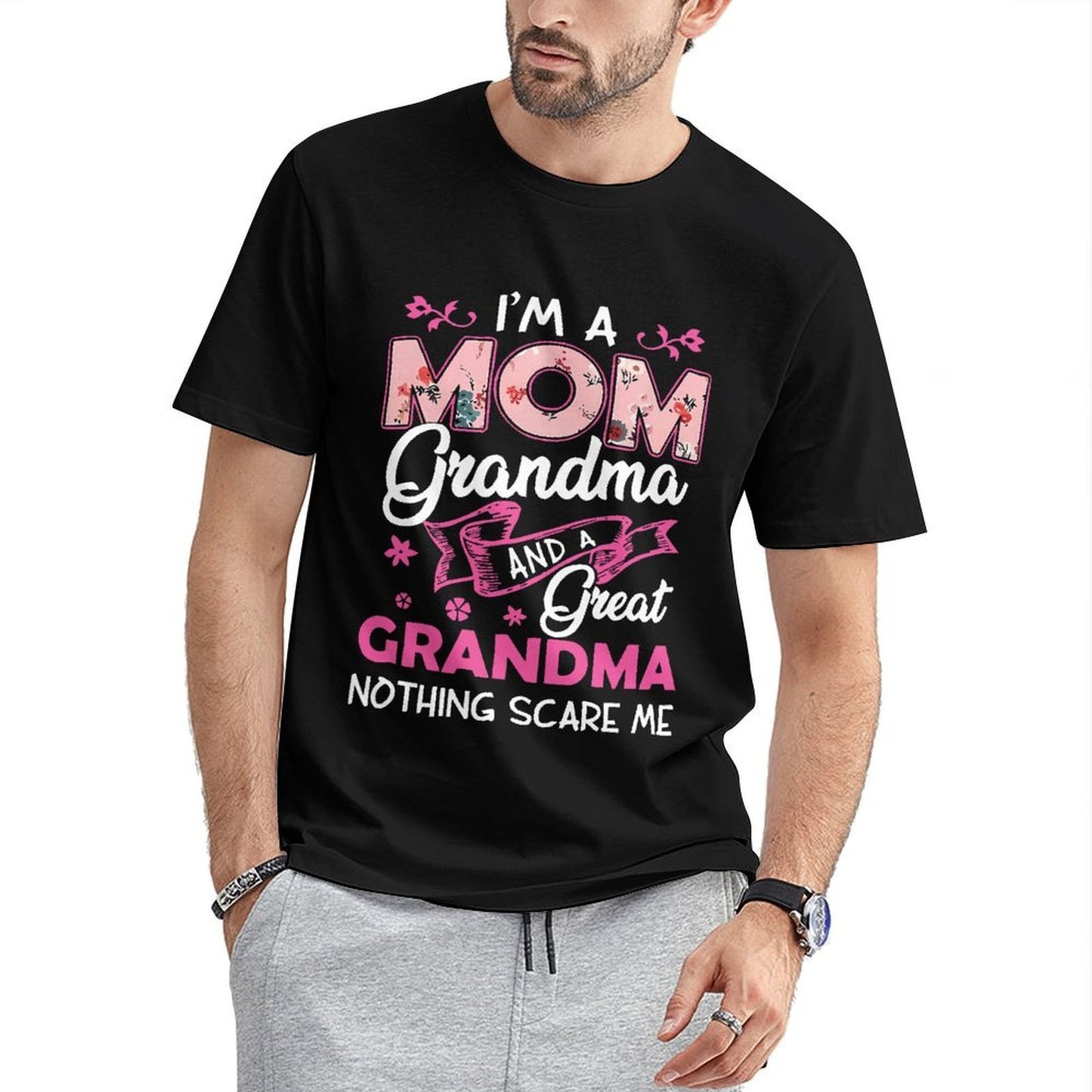 Inkmay Casual Cotton T-shirt Mom Floral Pattern On Pink Background Unisex T-shirtEco / Sustainable Double-Stitched T-Shirt