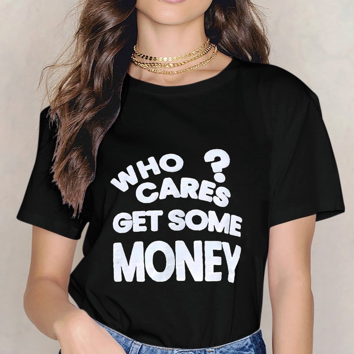 Inkmay Casual Cotton T-shirt Who Cares Get Some Money Unisex T-shirtEverydaySeries Premium T-Shirt