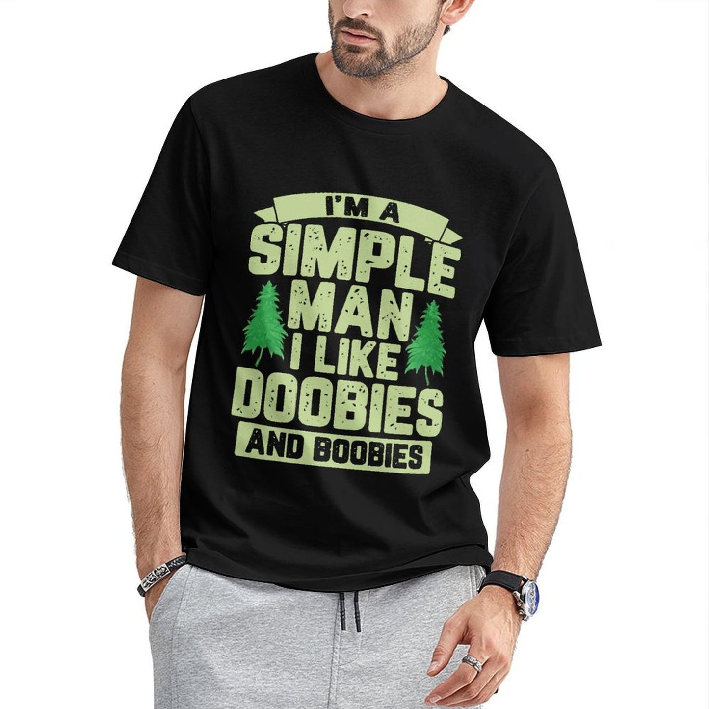 Inkmay Casual Cotton T-shirt Green Trees On Light Background Design Unisex T-shirtBreathable Eco / Sustainable T-Shirt