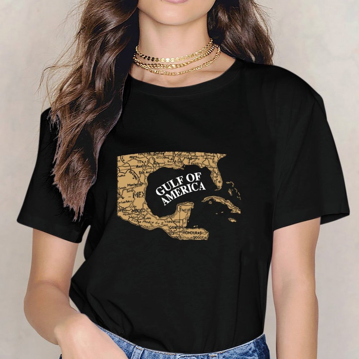 Inkmay Casual Cotton T-shirt Map Of Gulf Of America Unisex T-shirtPromotional Classic Fit T-Shirt