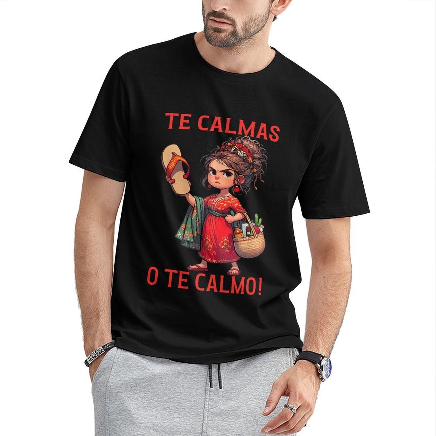 Inkmay Casual Cotton T-shirt Red Floral Dress With Green Scarf Unisex T-shirtMidweight EverydayTee T-Shirt
