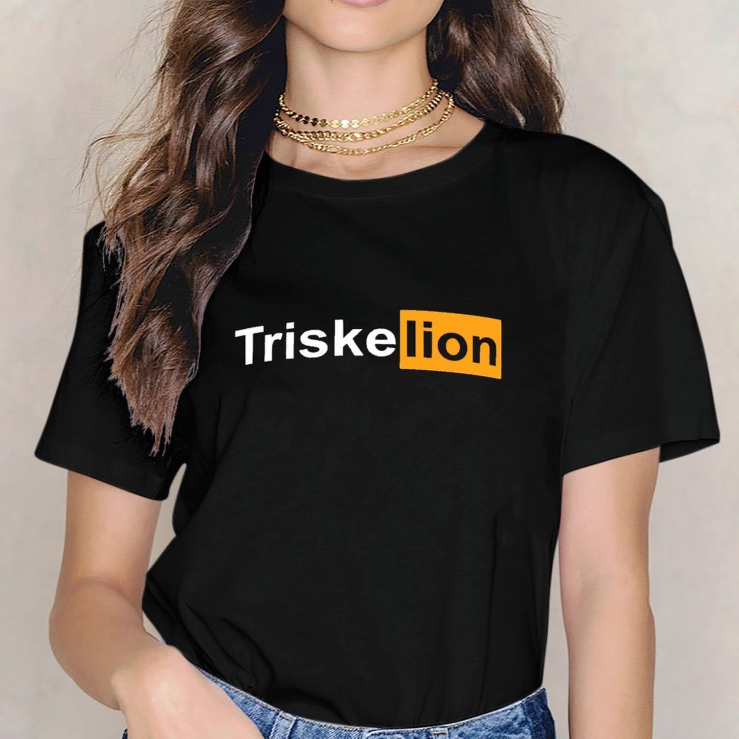 Inkmay Casual Cotton T-shirt Abstract Orange And White Design Unisex T-shirtEasy-Care Clean T-Shirt