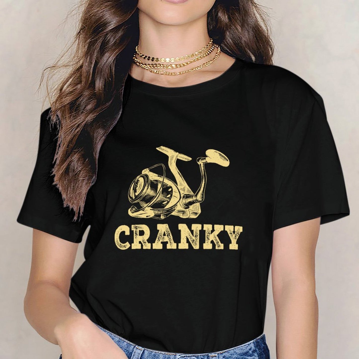 Inkmay Casual Cotton T-shirt Simple Geometric Design On Yellow Background Unisex T-shirtModernFit V-Neck T-Shirt