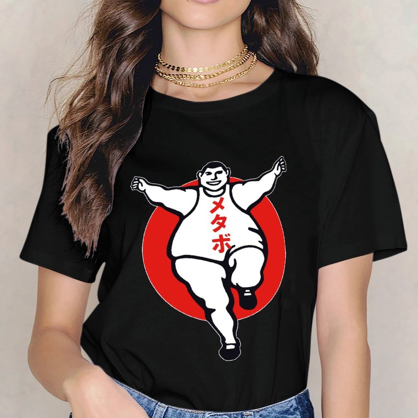 Inkmay Casual Cotton T-shirt Bold Red Circle With Sumo Wrestler Unisex T-shirtActiveStyle Softstyle T-Shirt
