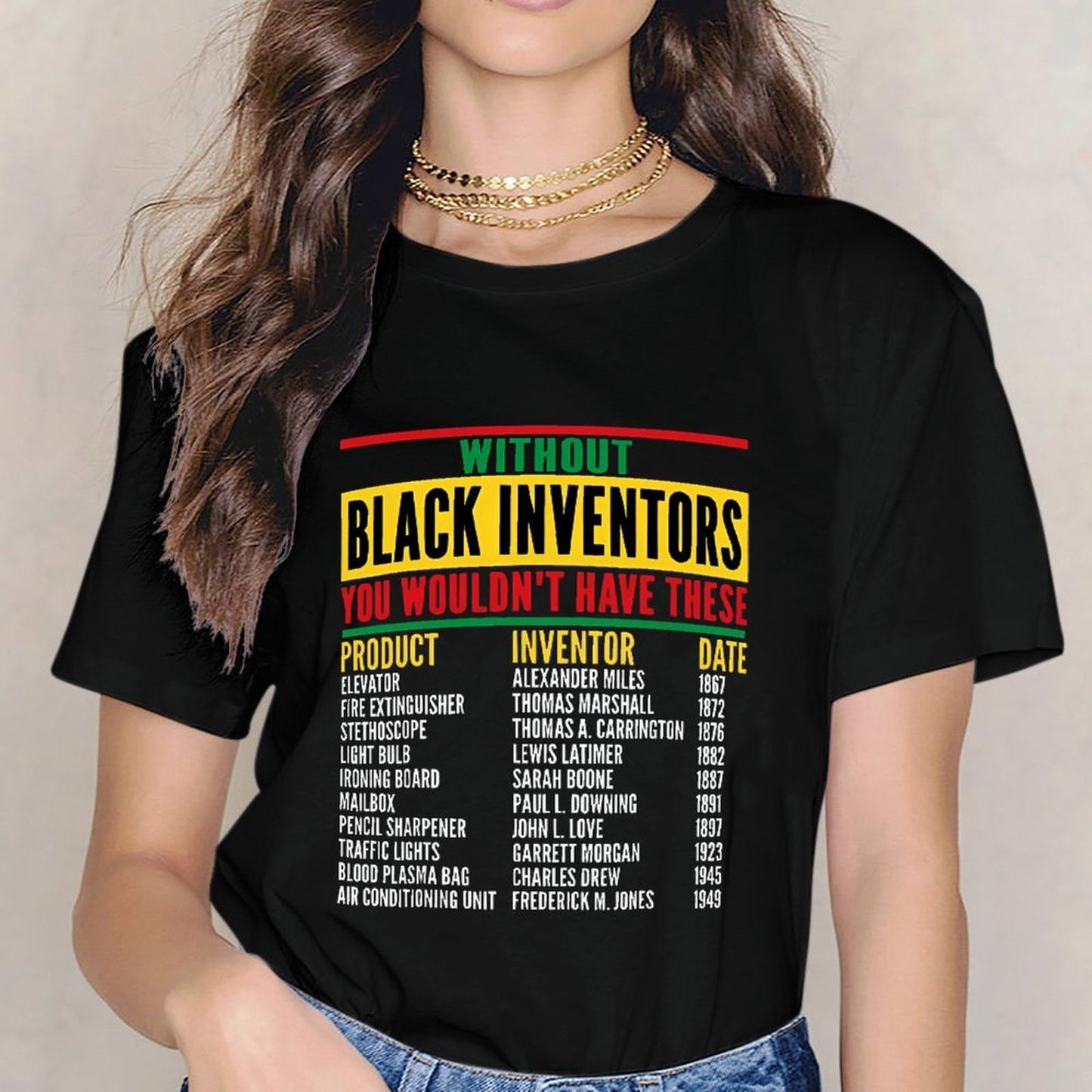 Inkmay Casual Cotton T-shirt Black Inventors Created Many Products Unisex T-shirt