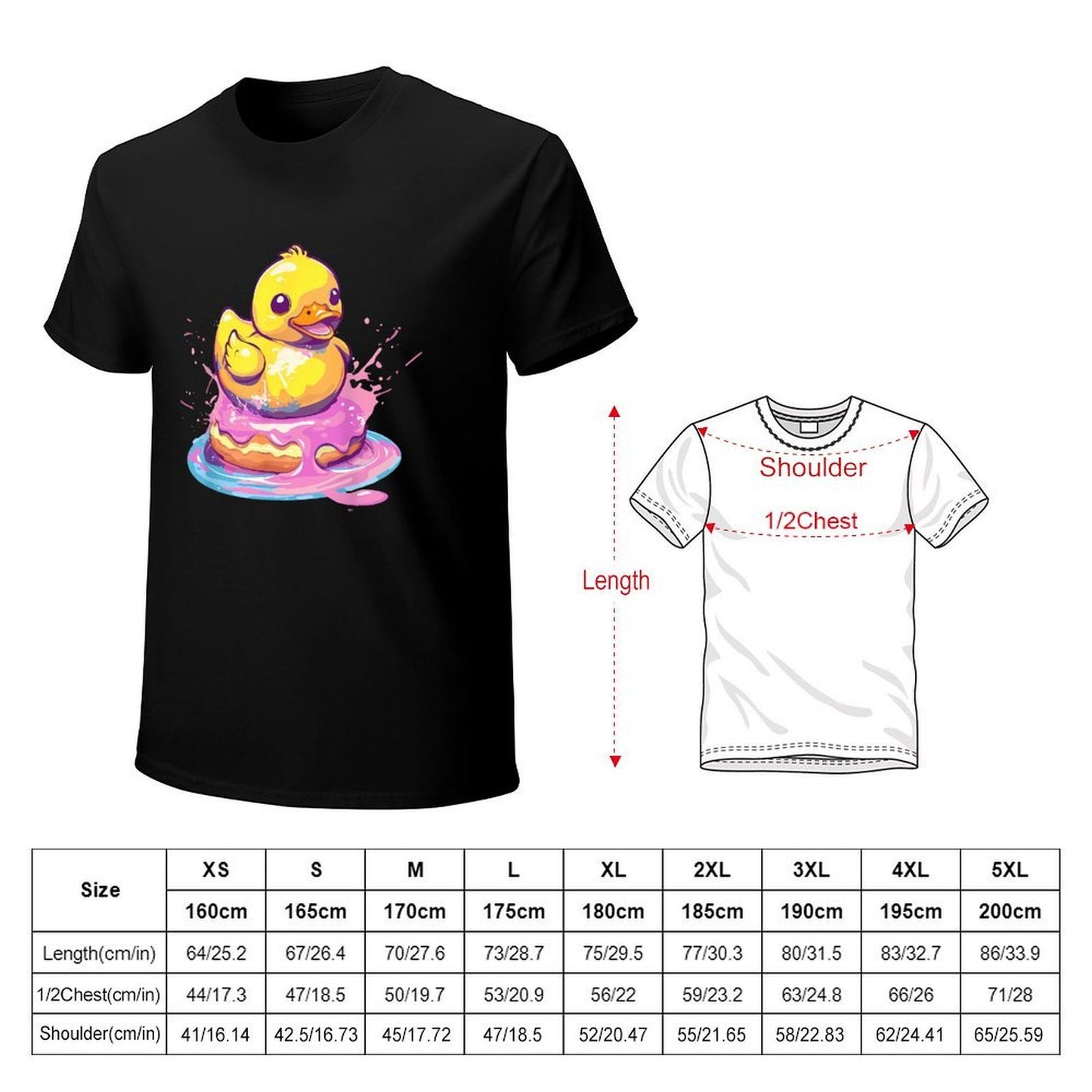 Inkmay Casual Cotton T-shirt Bright Yellow Duck Splashing In Water Unisex T-shirt