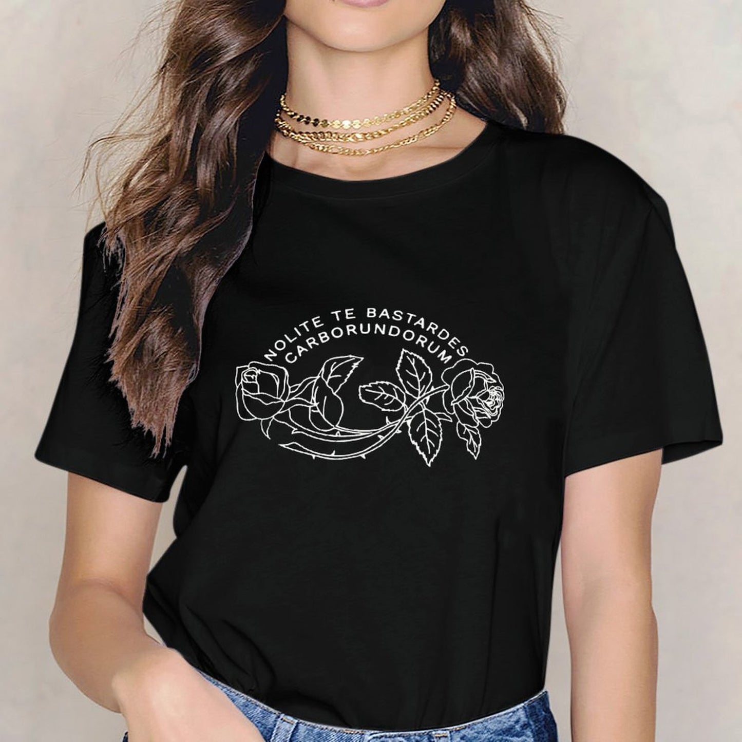 Inkmay Casual Cotton T-shirt Elegant Floral Design With Intricate Patterns Unisex T-shirtStreetStyle Plain T-Shirt