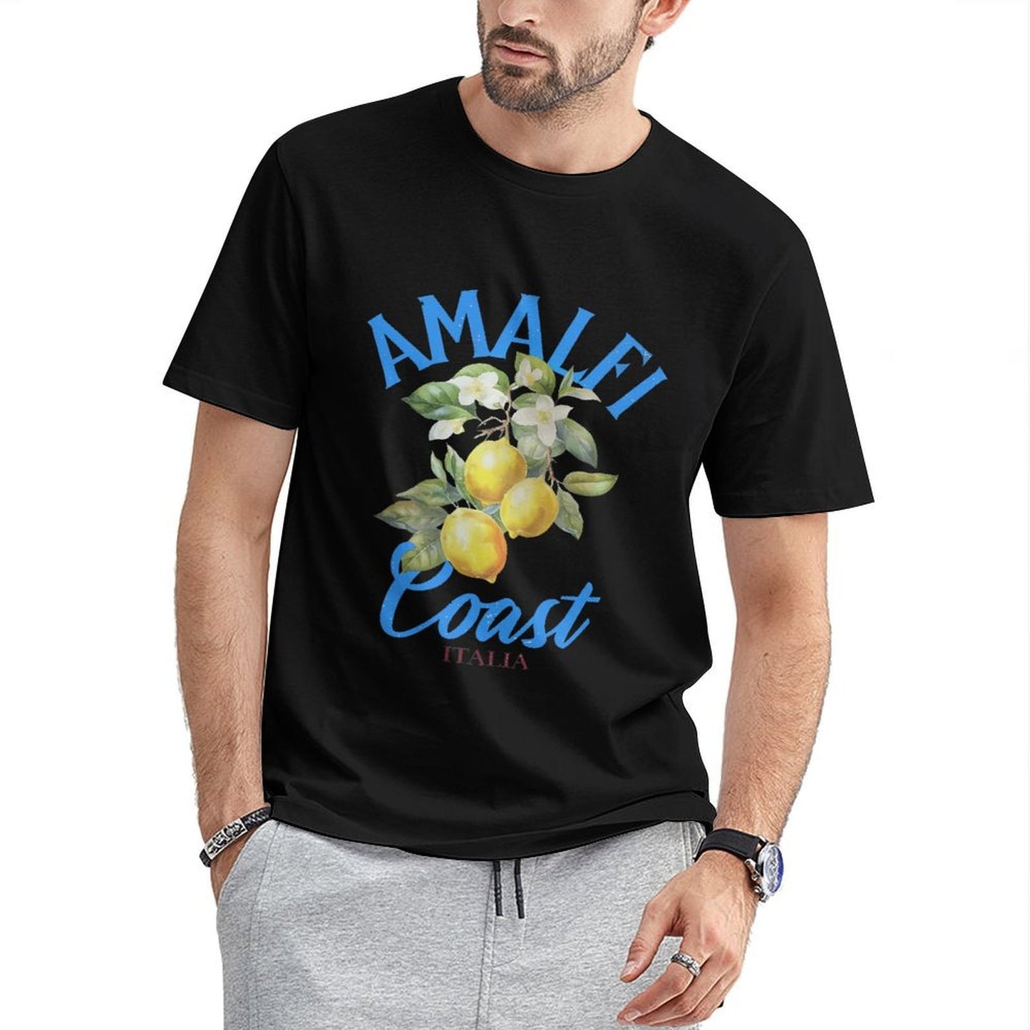 Inkmay Casual Cotton T-shirt Lemon Blossom Branch With Yellow Fruits Unisex T-shirtClean Edges Edition T-Shirt
