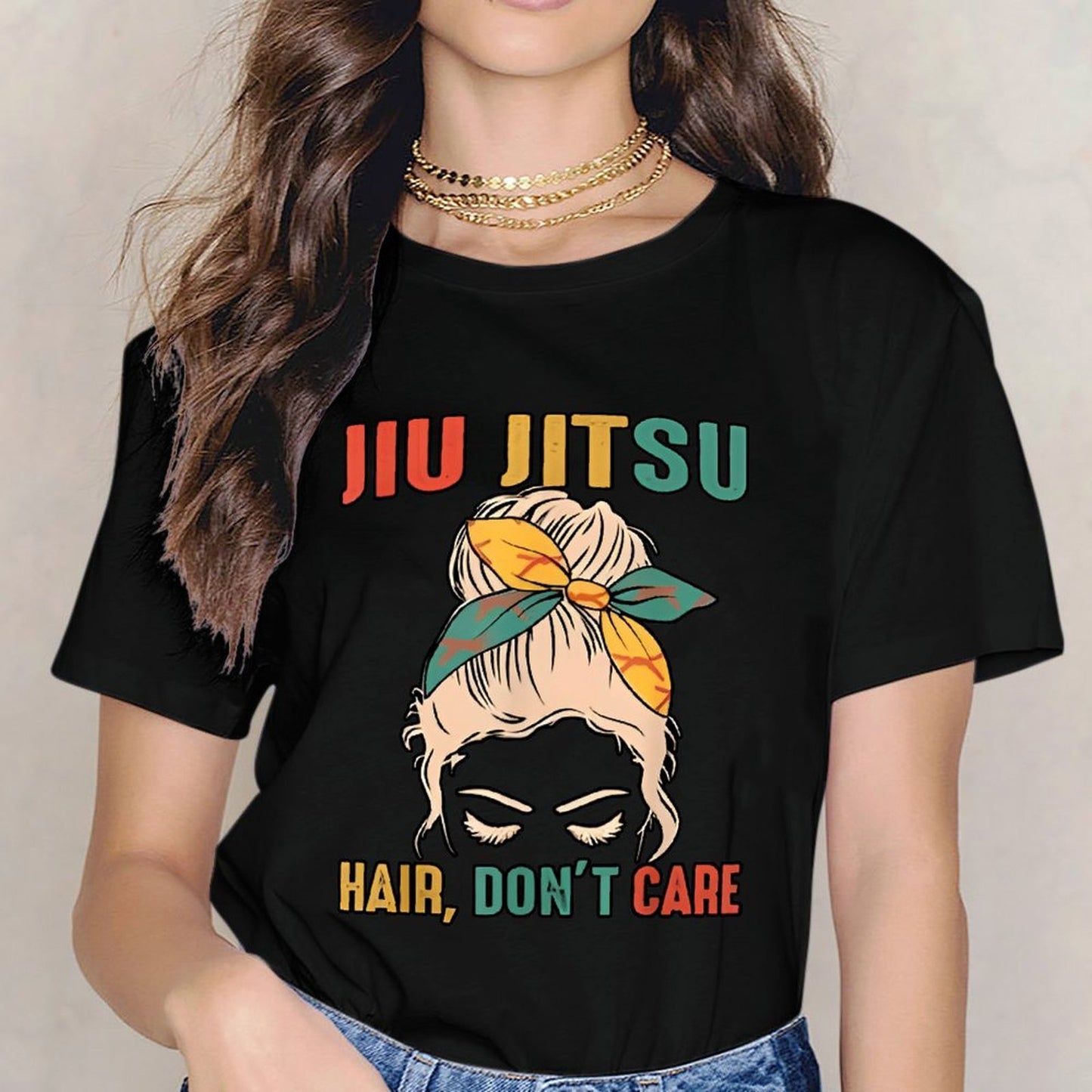 Inkmay Casual Cotton T-shirt Hair Don T Care Jiu Jitsu Unisex T-shirtRegularFit LooseFit T-Shirt