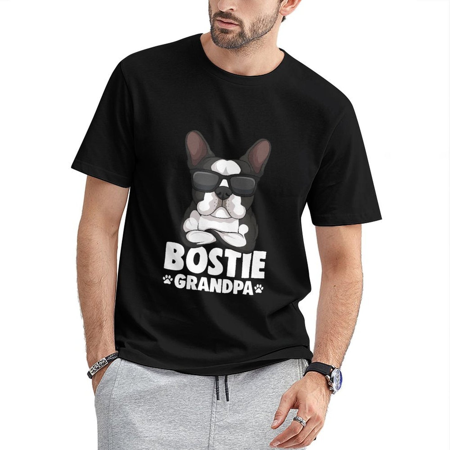 Inkmay Casual Cotton T-shirt Cool Dog Wearing Sunglasses Art Print Unisex T-shirtEssential BasicSeries T-Shirt
