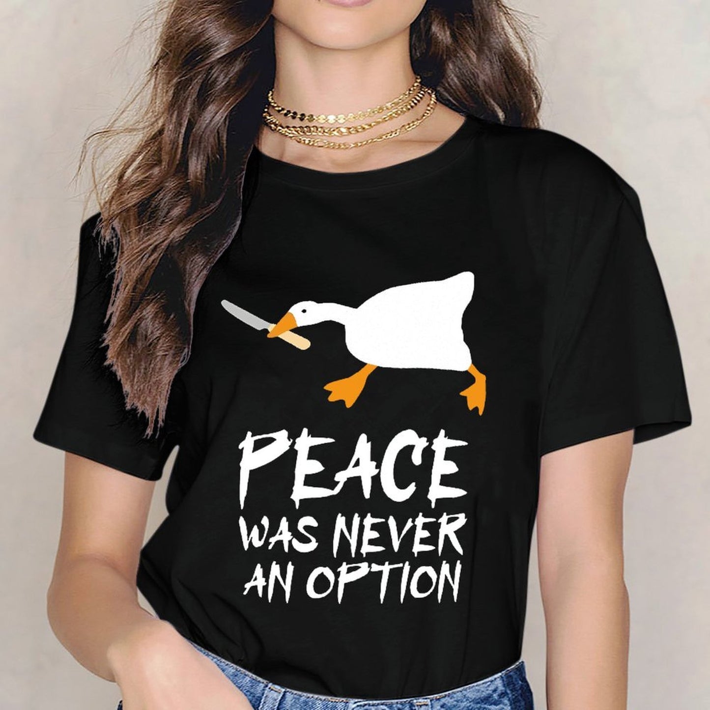Inkmay Casual Cotton T-shirt Knife Cutting Orange Slice On Board Unisex T-shirtFade-Resistant Edition T-Shirt