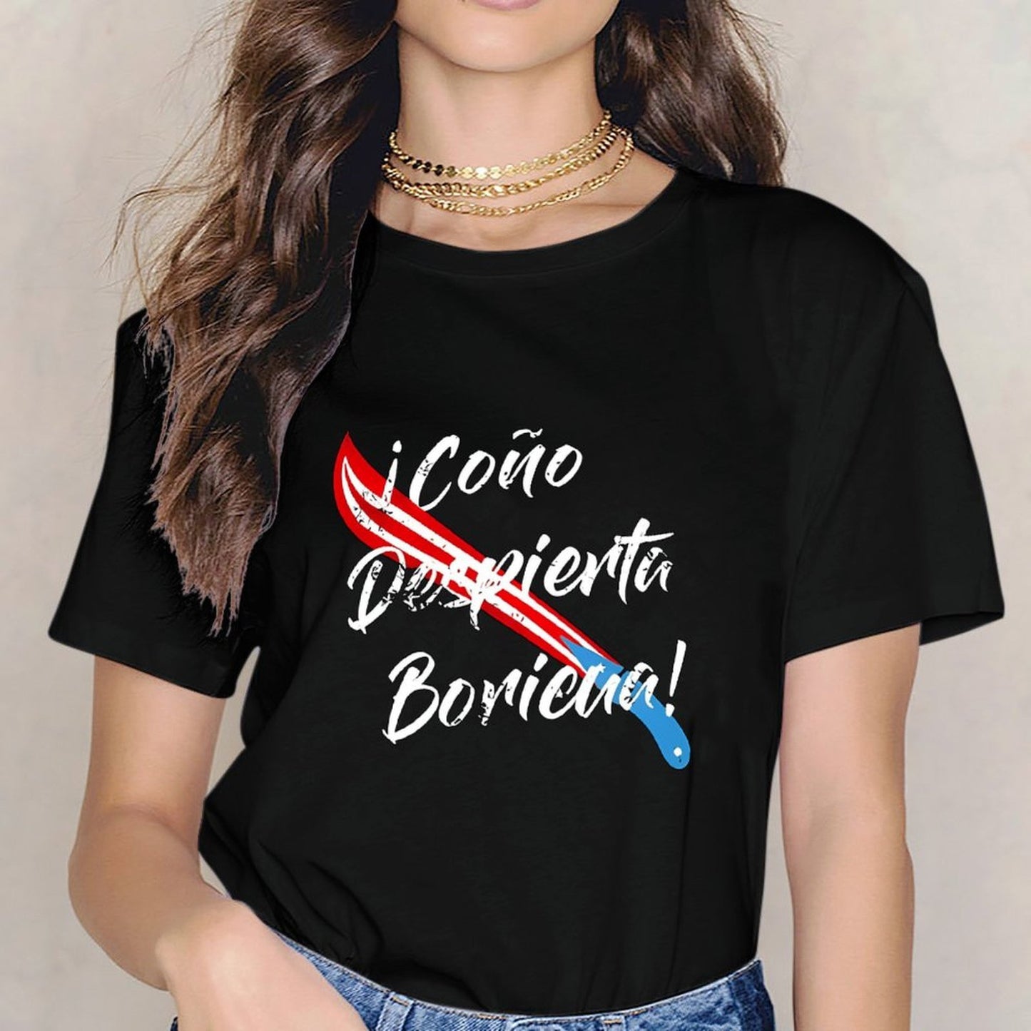 Inkmay Casual Cotton T-shirt Red White Blue Stripes Crossed Swords Unisex T-shirtSolid Outdoor T-Shirt
