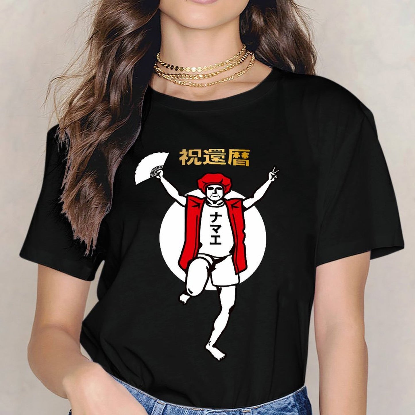 Inkmay Casual Cotton T-shirt Man In Red Jacket Dancing Joyfully Unisex T-shirtClassicSeries CoreLine T-Shirt