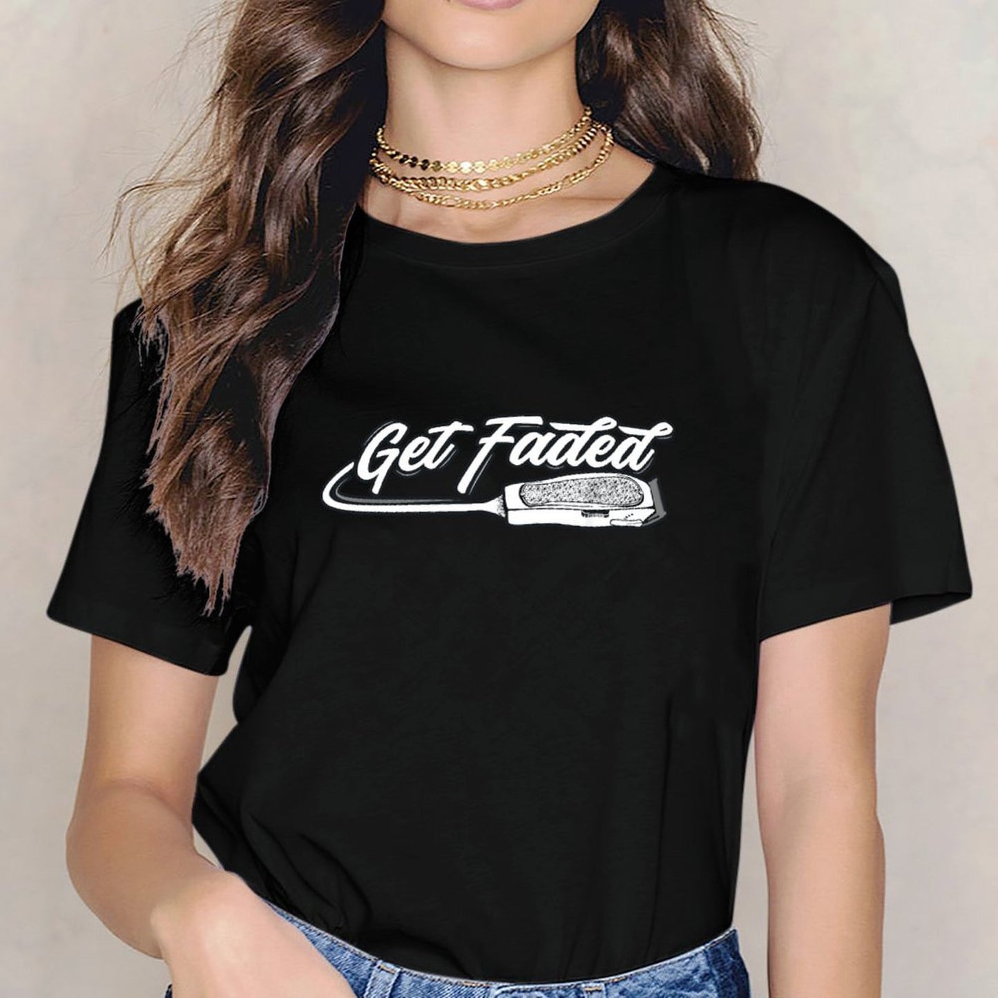 Inkmay Casual Cotton T-shirt Get Faded Razor Blade Design Artwork Unisex T-shirtModern CityStyle T-Shirt