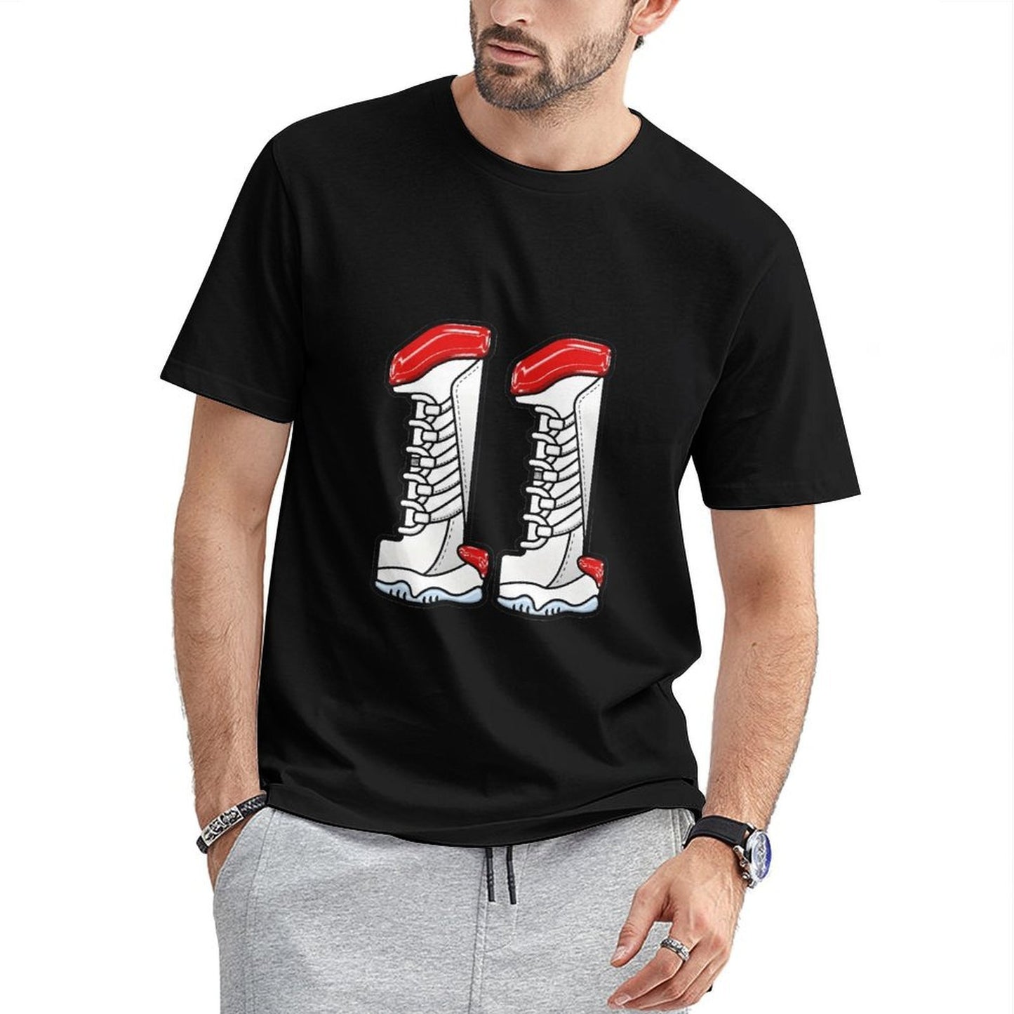 Inkmay Casual Cotton T-shirt White Boots With Red Accents Unisex T-shirtPure Fundraising T-Shirt