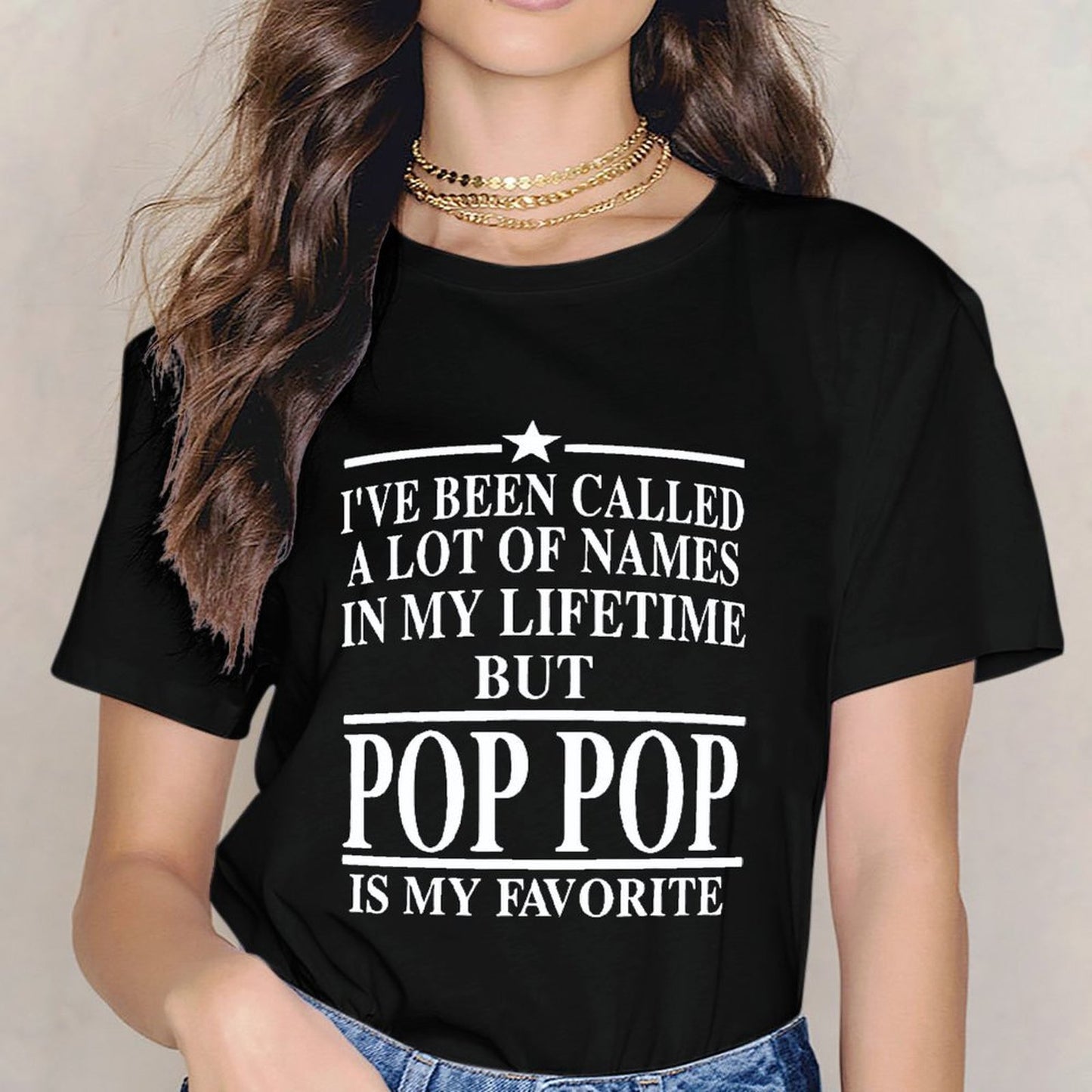 Inkmay Casual Cotton T-shirt Pop Art Pattern With Bold Letters Unisex T-shirtOn-Demand Weekend T-Shirt