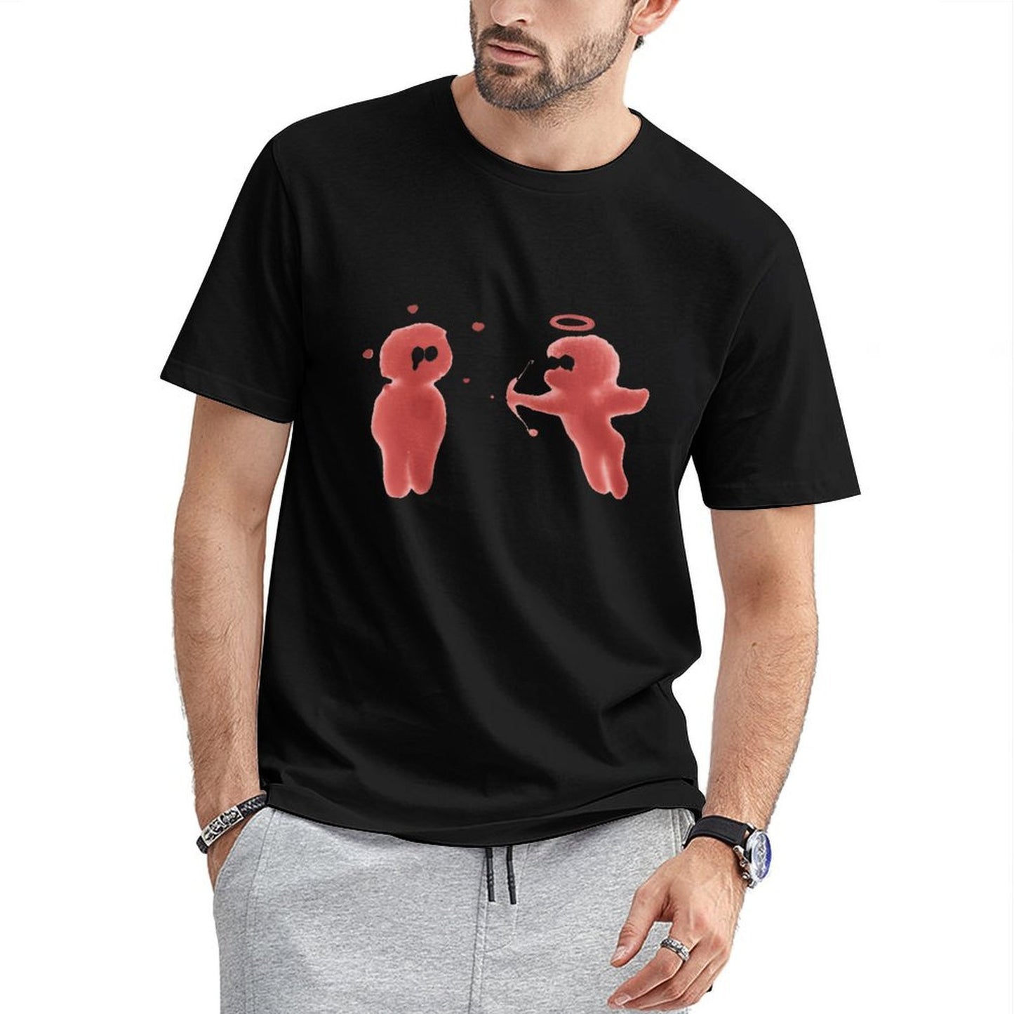 Inkmay Casual Cotton T-shirt Two Red Ghosts With Halo Unisex T-shirtOriginal T-Shirt
