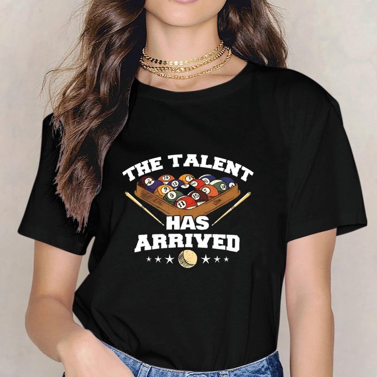 Inkmay Casual Cotton T-shirt Billiard Balls In Hand Pattern Unisex T-shirtBold Timeless T-Shirt